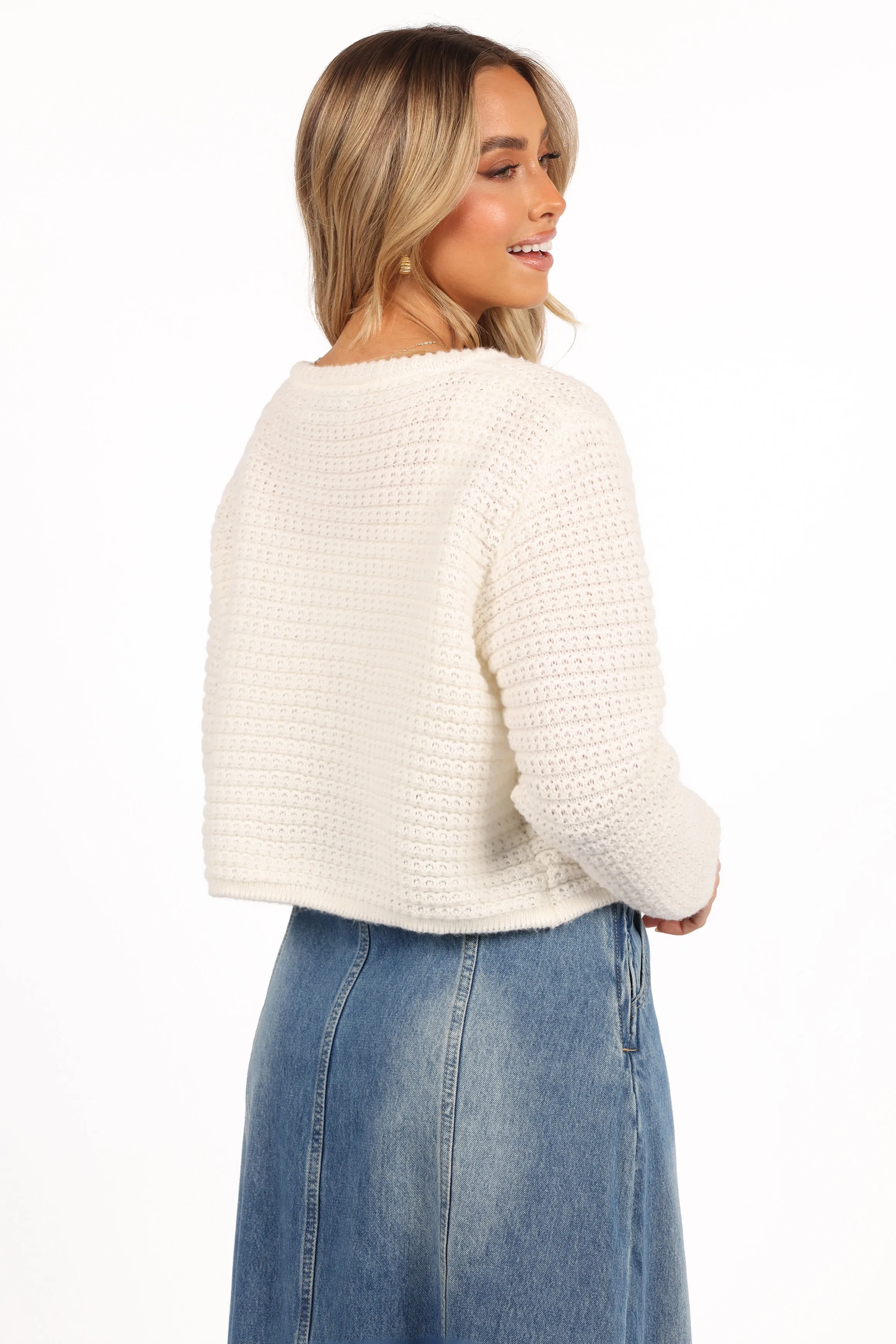 Decket Button Front Cardigan - White sold by Petal & Pup product image thumbnail 4