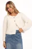 Decket Button Front Cardigan - White sold by Petal & Pup