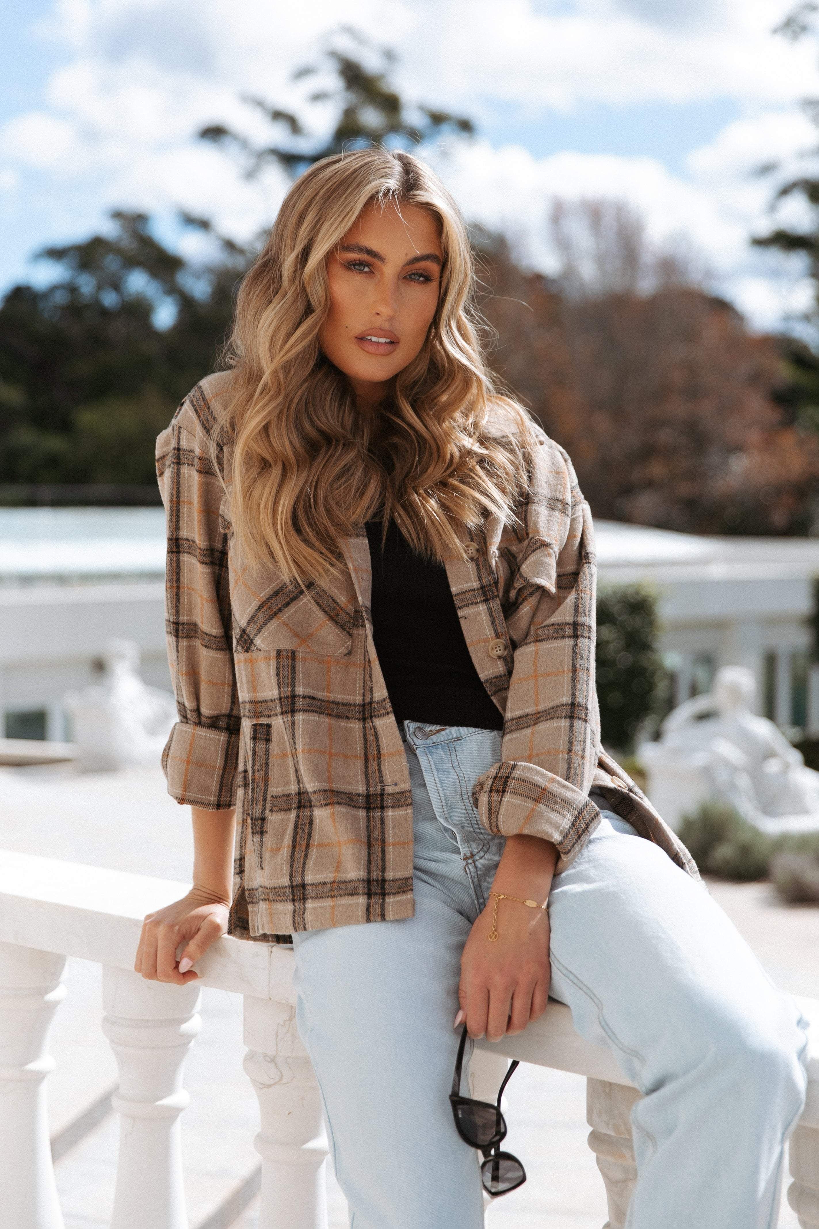 Avis Jacket - Brown Check sold by Petal & Pup