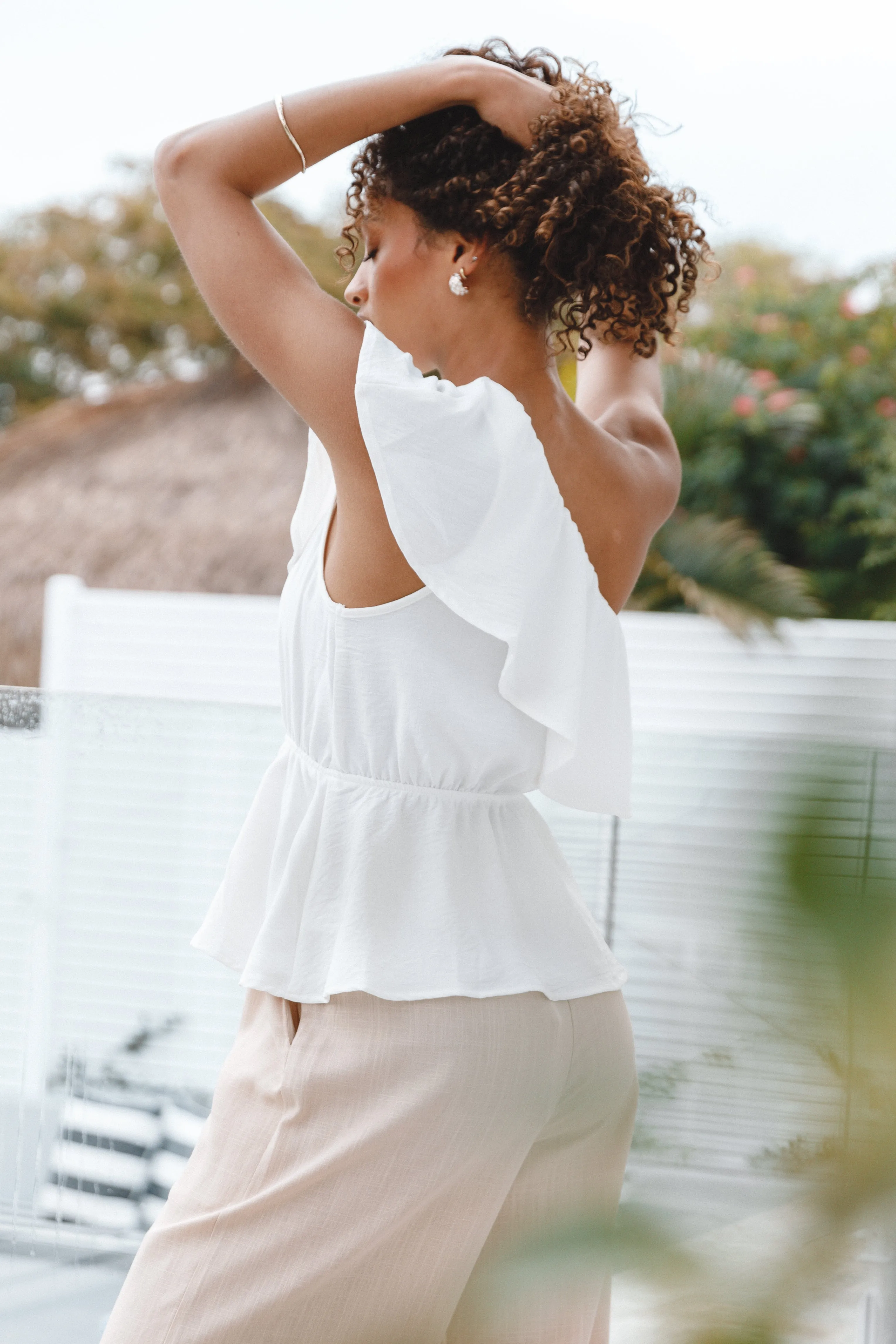 Lorah One Shoulder Top - White sold by Petal & Pup
