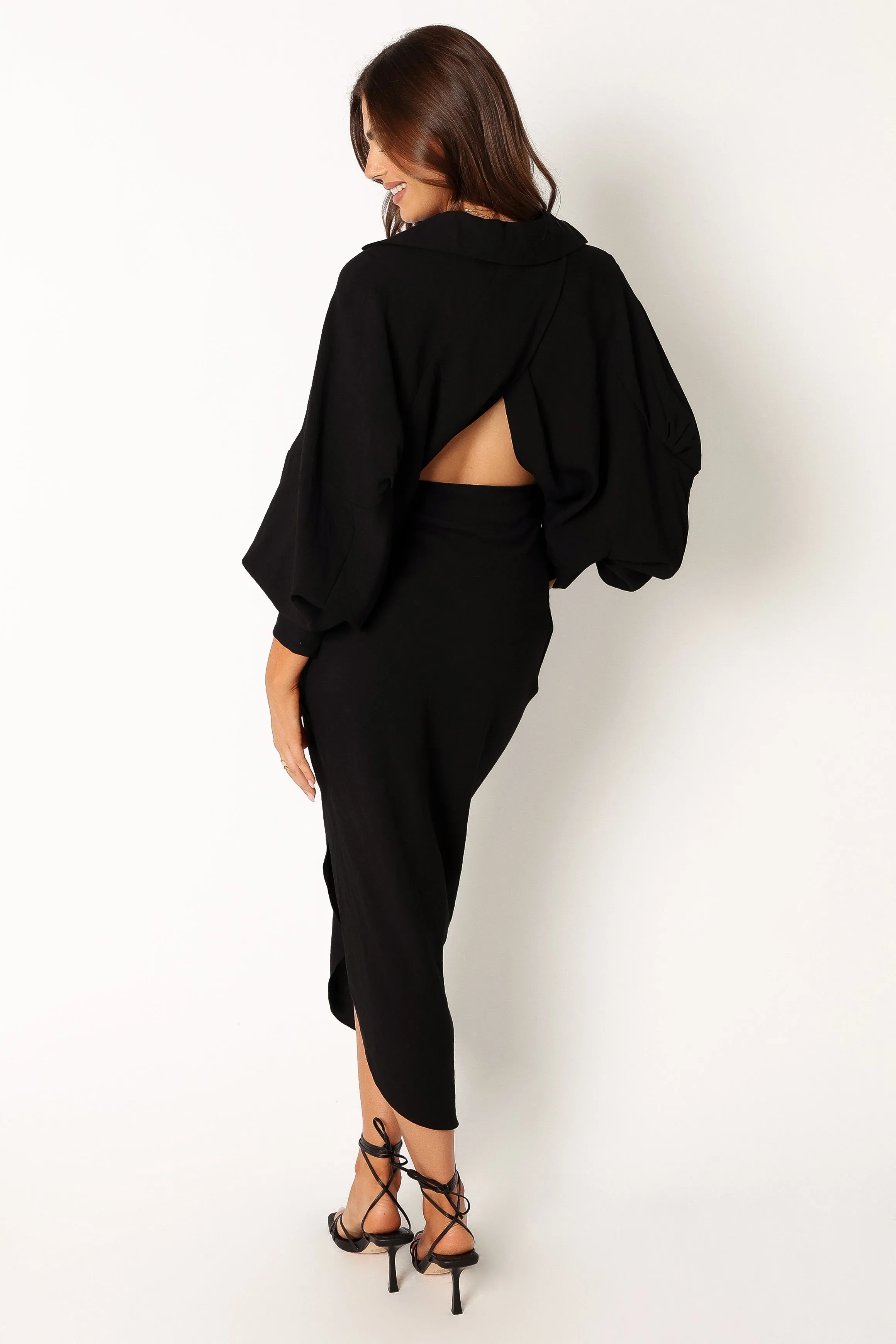 Paxton Long Sleeve Midi Dress - Black sold by Petal & Pup product image thumbnail 4