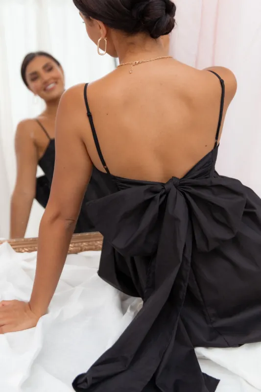 Alice Bow Back Midi Dress - Black sold by Petal & Pup