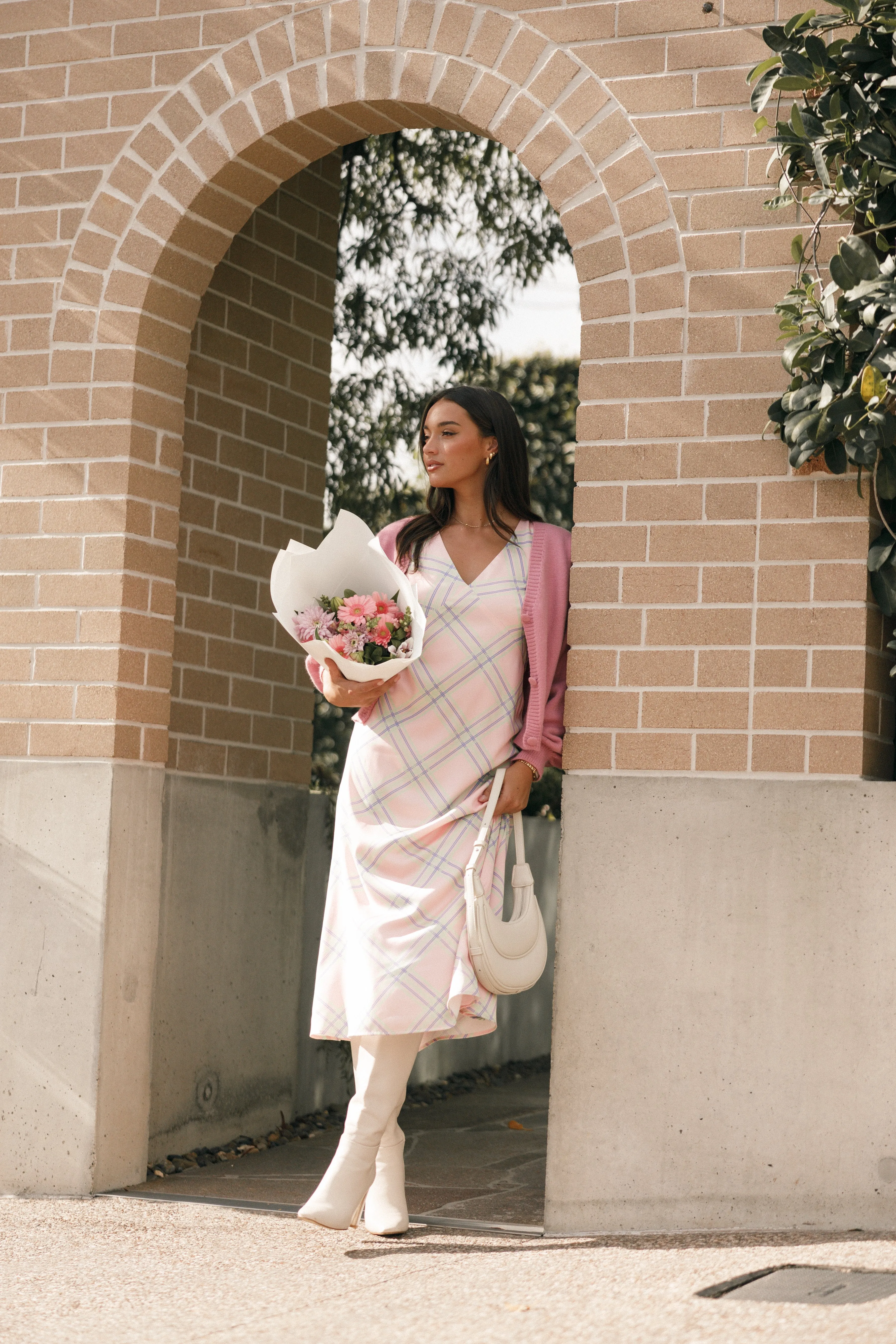 Jess Midi Dress - Pink Check sold by Petal & Pup
