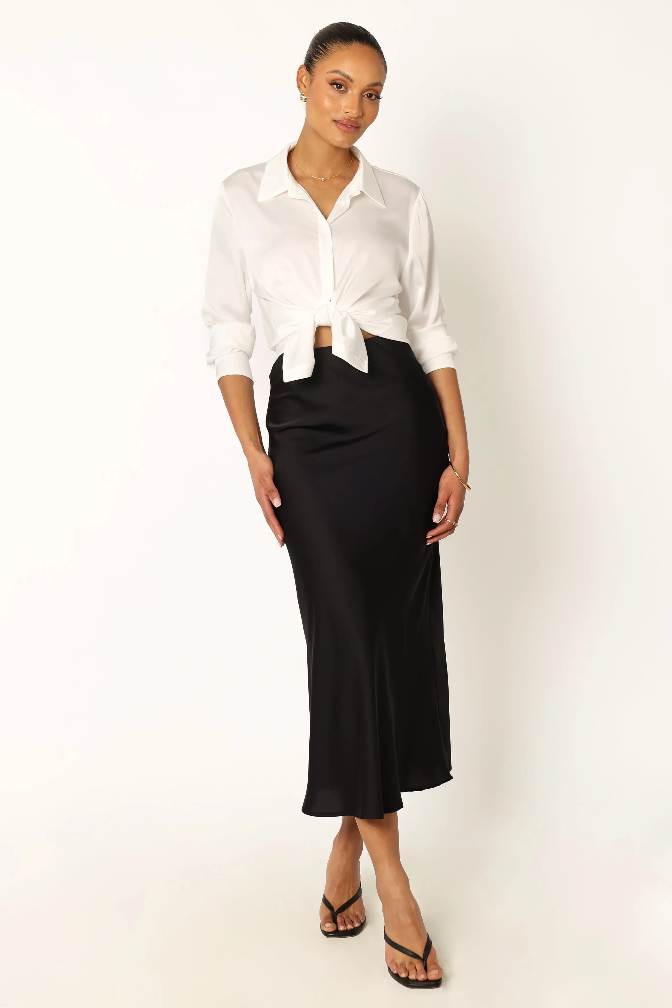 Nellie Satin Midi Skirt - Black sold by Petal & Pup product image thumbnail 3