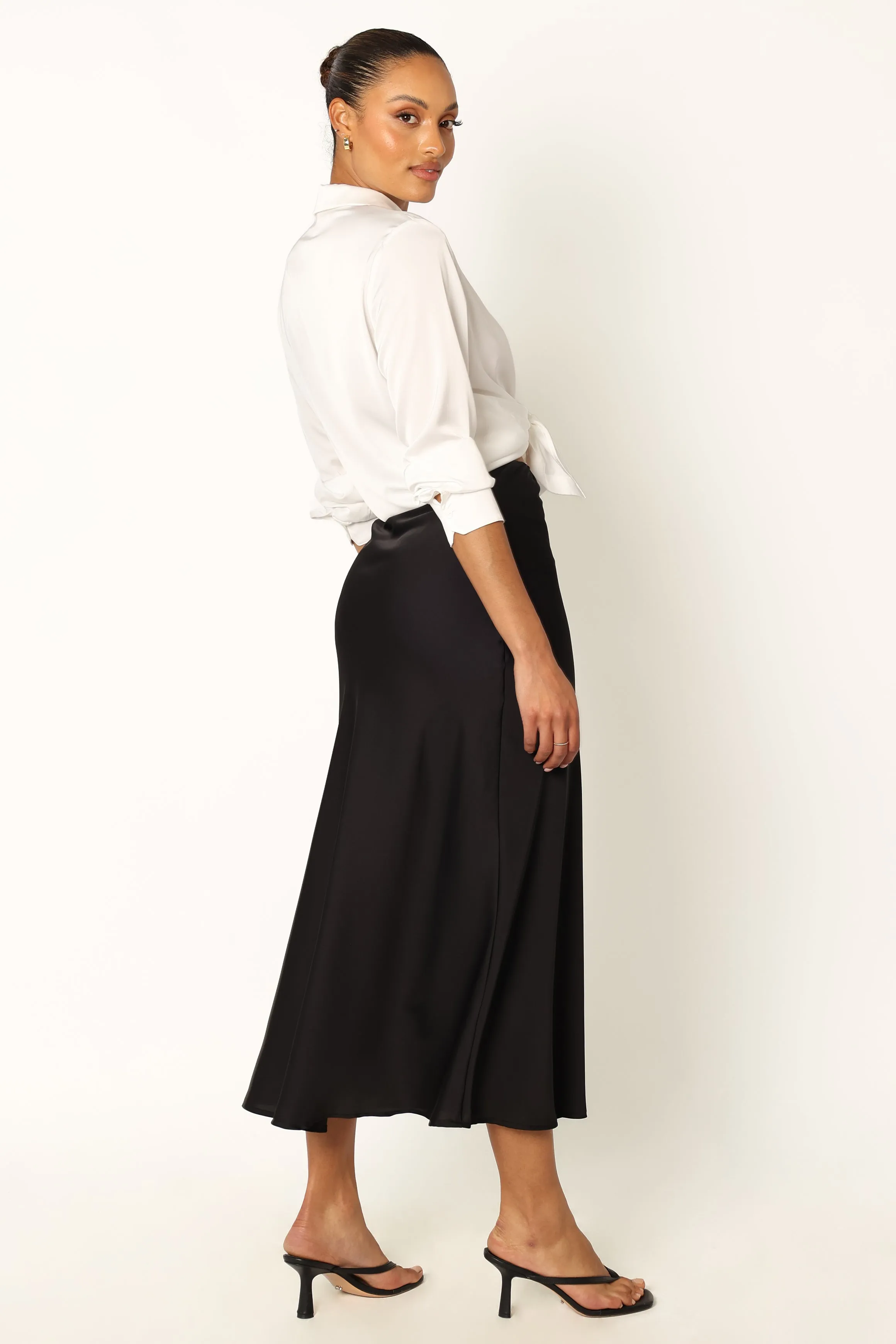 Nellie Satin Midi Skirt - Black sold by Petal & Pup product image thumbnail 5