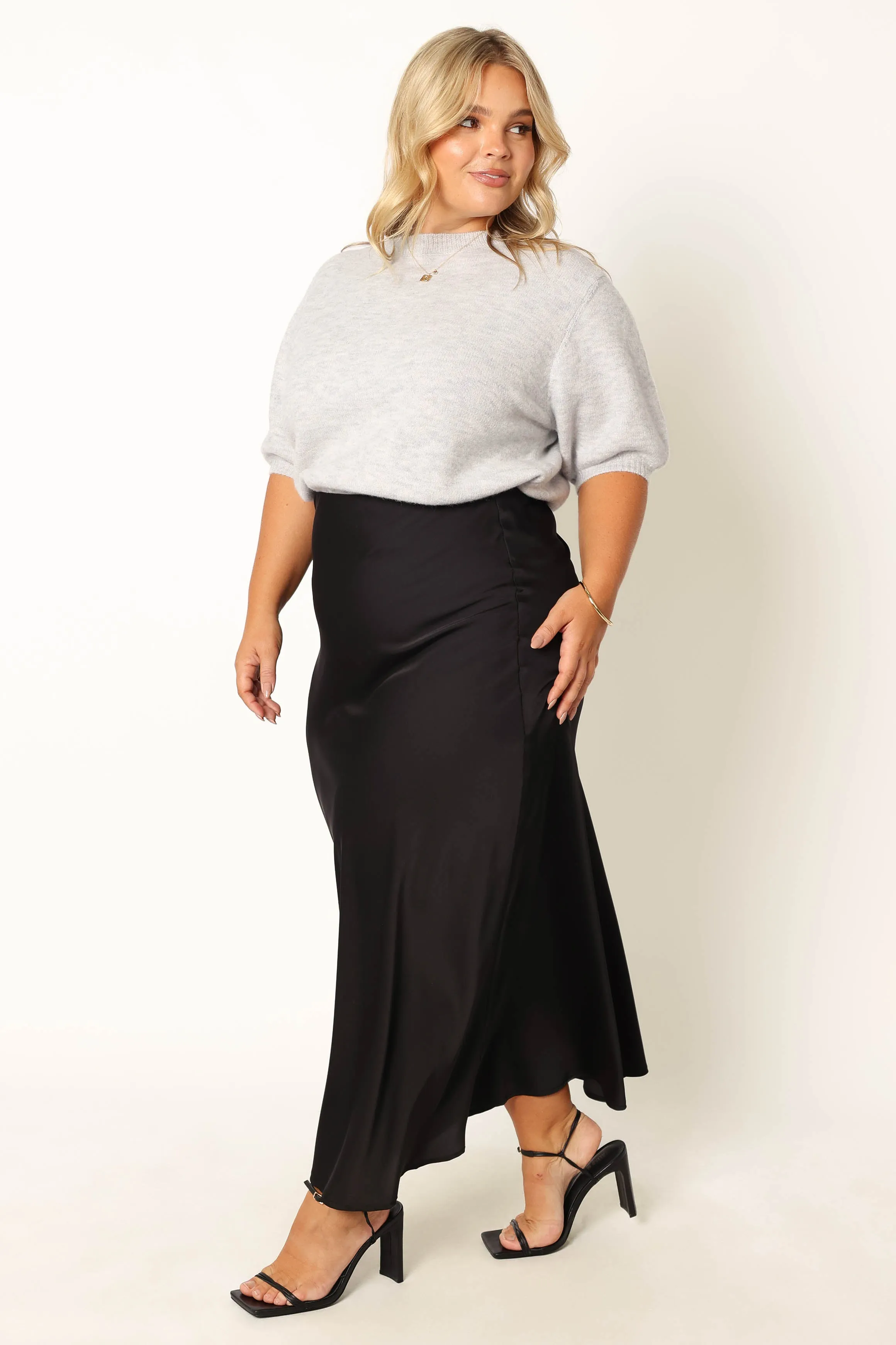 Nellie Satin Midi Skirt - Black sold by Petal & Pup product image thumbnail 4