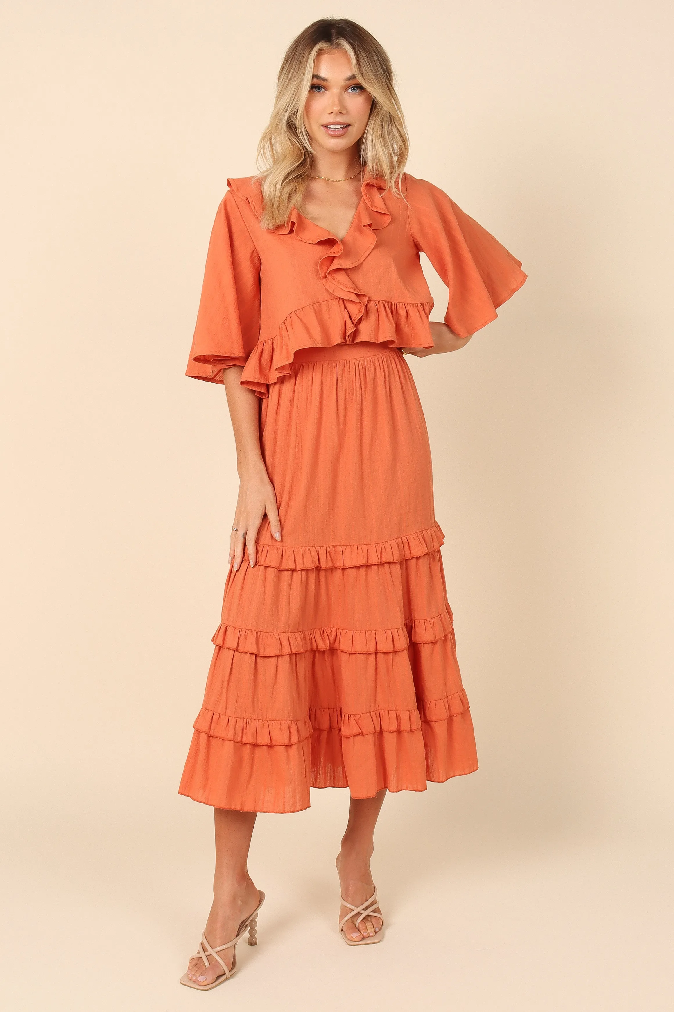 Sheridan Cropped Ruffle Top - Rust sold by Petal & Pup product image thumbnail 4