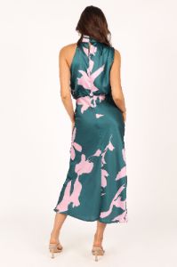 Anabelle Halter Neck Maxi Dress - Green Pink sold by Petal & Pup