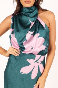Anabelle Halter Neck Maxi Dress - Green Pink sold by Petal & Pup