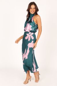 Anabelle Halter Neck Maxi Dress - Green Pink sold by Petal & Pup