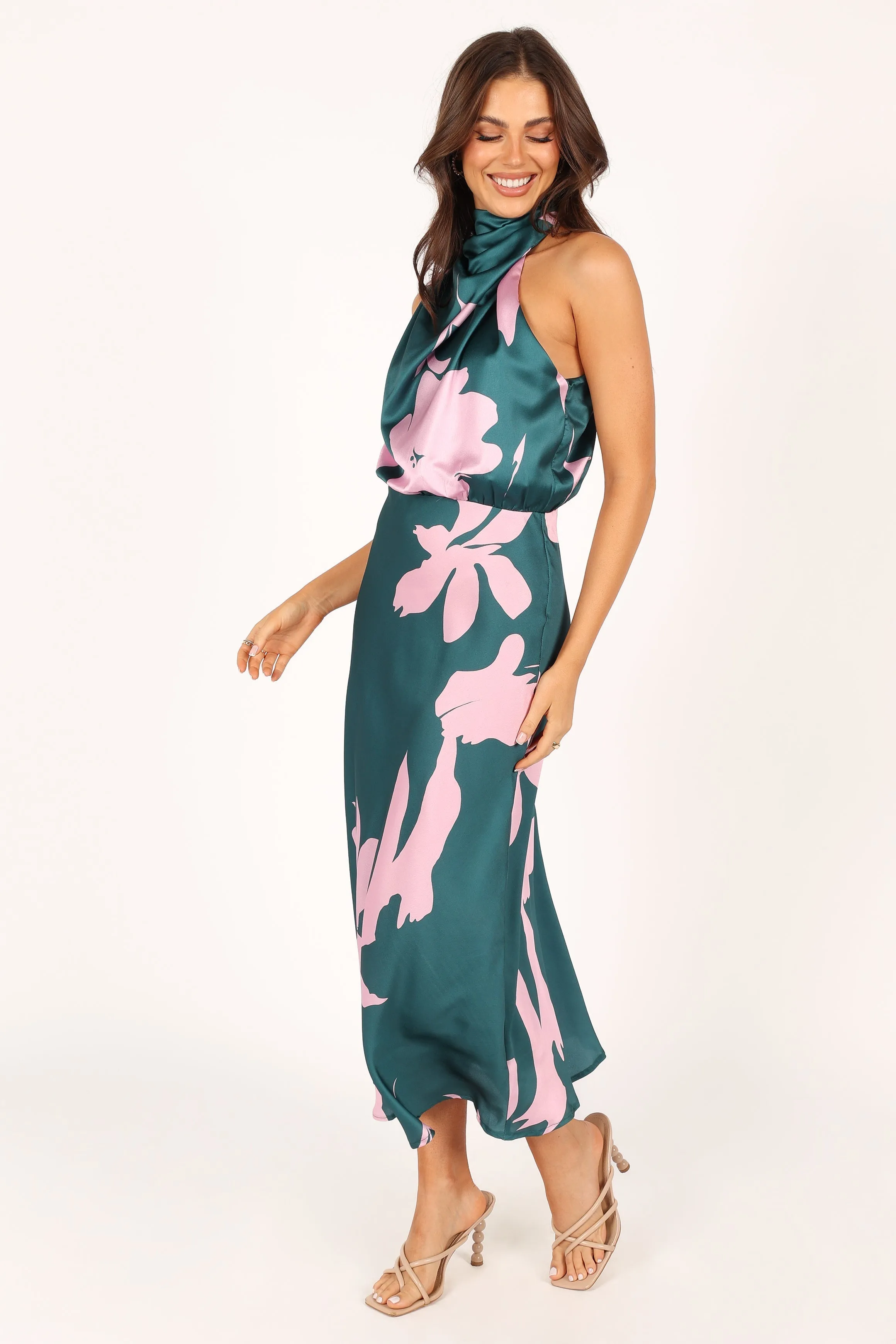 Anabelle Halter Neck Midi Dress - Green Pink sold by Petal & Pup product image thumbnail 5
