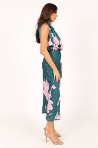 Anabelle Halter Neck Maxi Dress - Green Pink sold by Petal & Pup