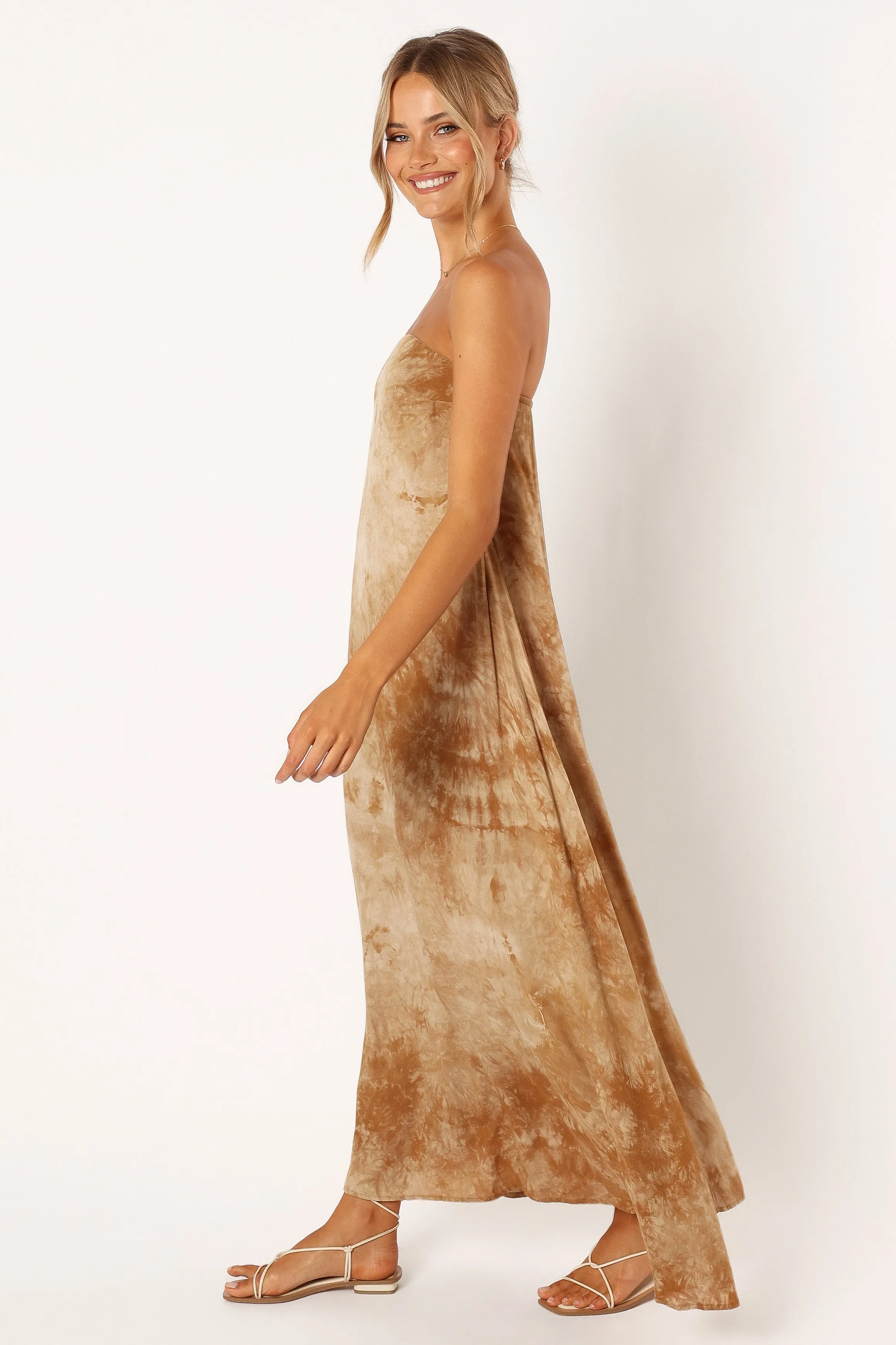 Soph Strapless Linen Maxi Dress - Tan Tie Dye sold by Petal & Pup product image thumbnail 2