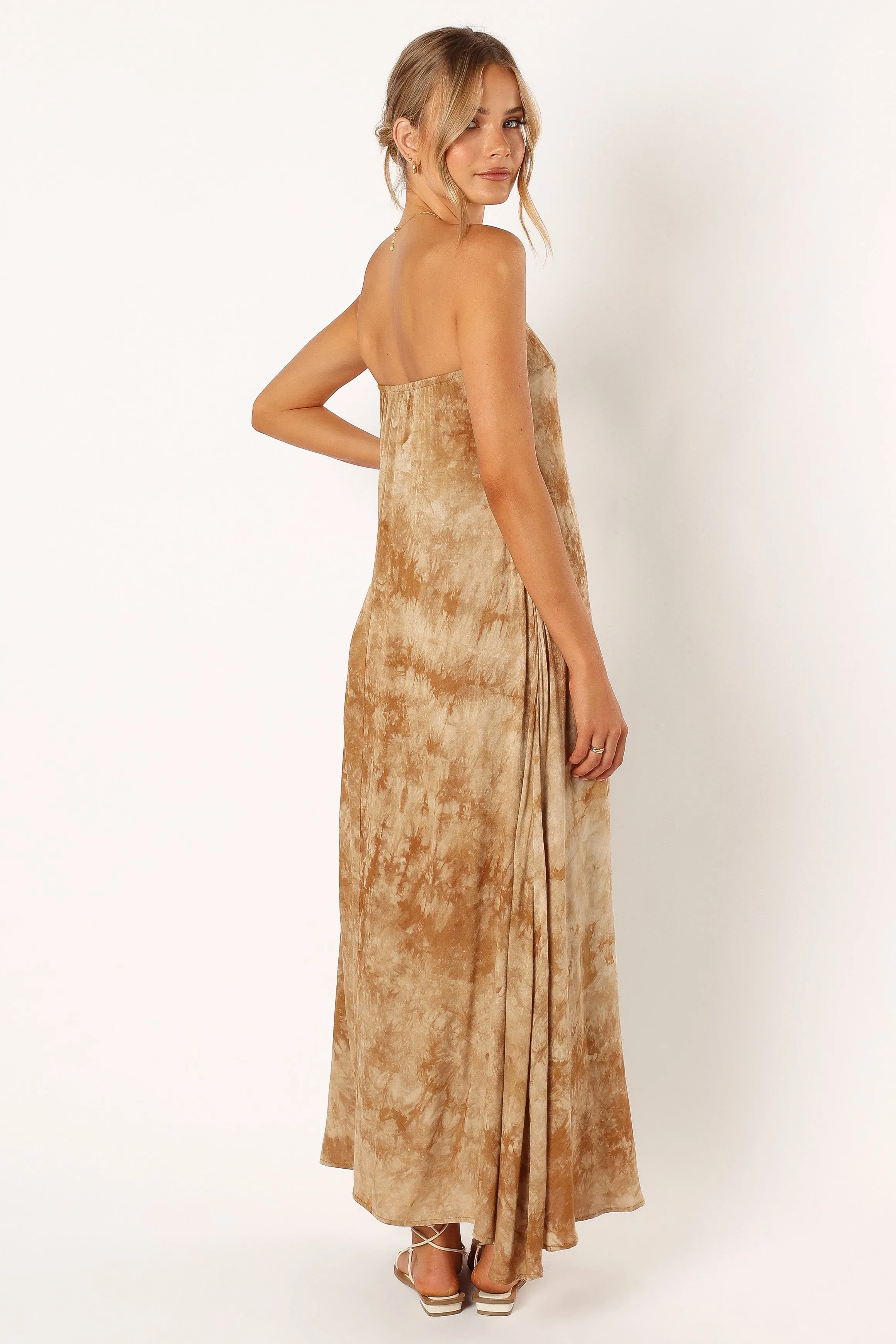 Soph Strapless Linen Maxi Dress - Tan Tie Dye sold by Petal & Pup product image thumbnail 3