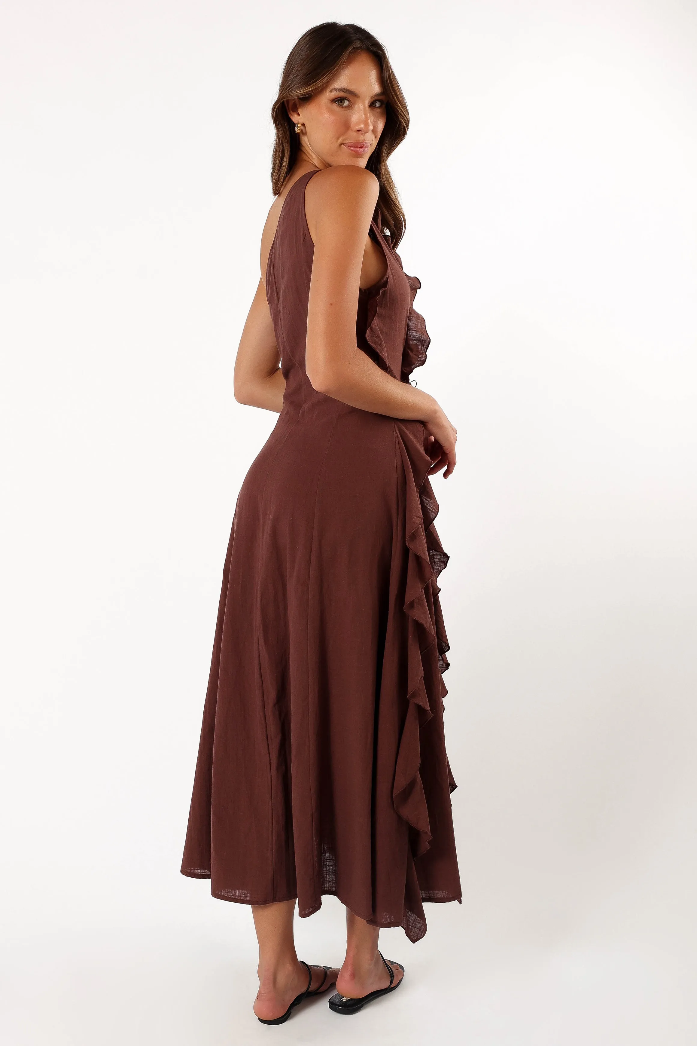 Maggy One Shoulder Dress - Chocolate sold by Petal & Pup product image thumbnail 5