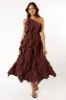 Maggy One Shoulder Dress - Chocolate sold by Petal & Pup