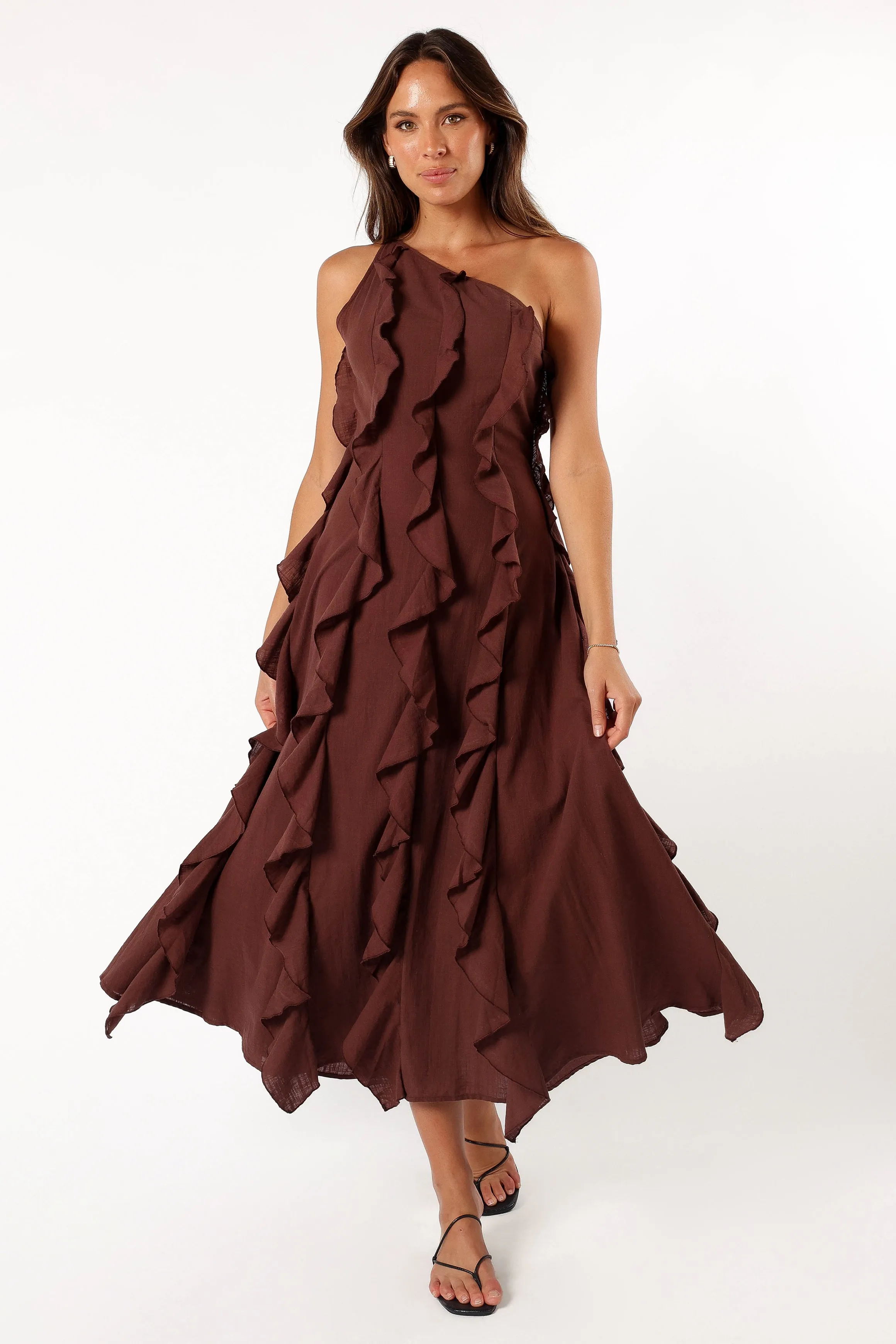Maggy One Shoulder Dress - Chocolate sold by Petal & Pup product image thumbnail 3