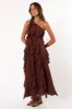 Maggy One Shoulder Dress - Chocolate sold by Petal & Pup