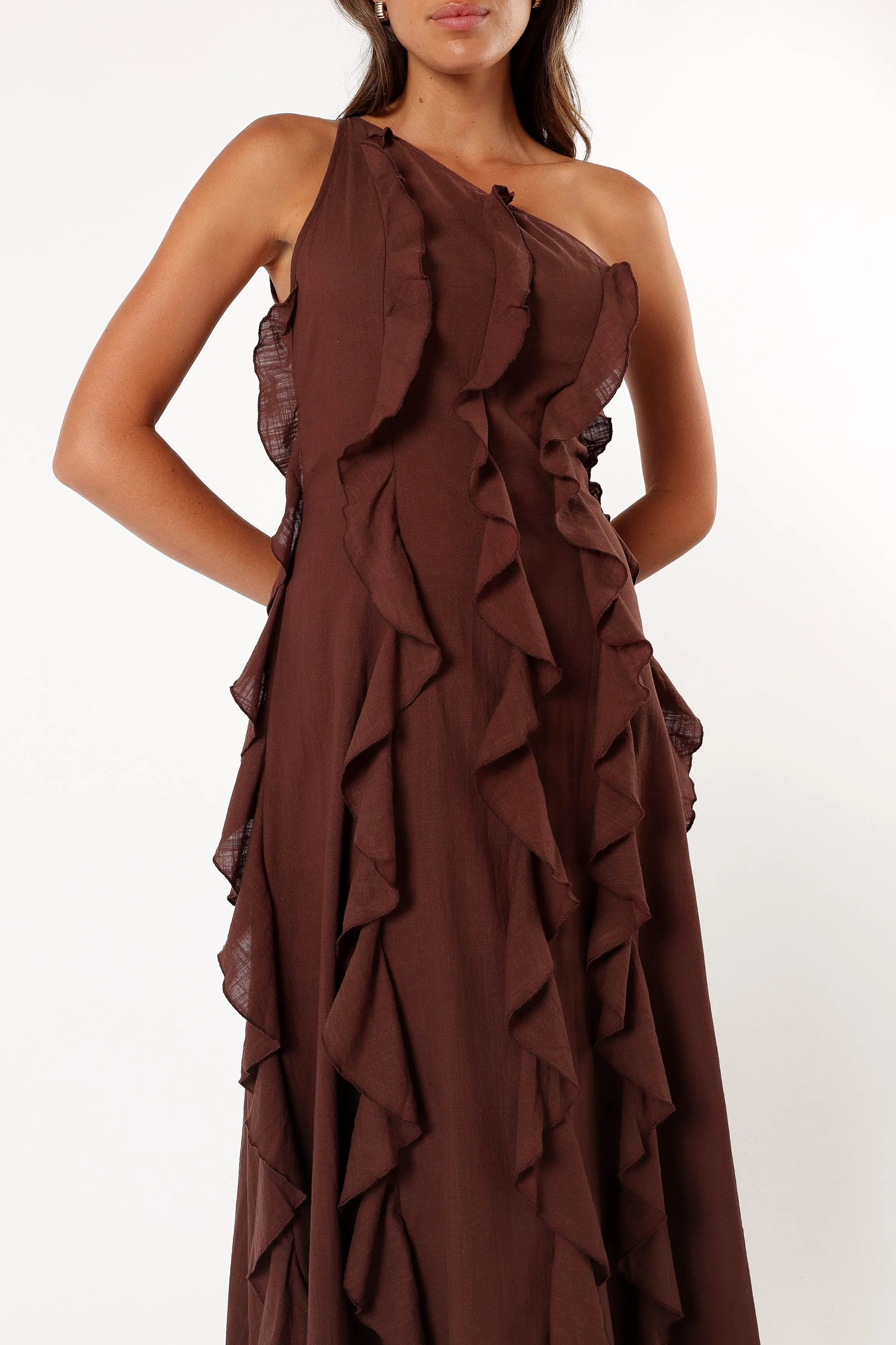 Maggy One Shoulder Dress - Chocolate sold by Petal & Pup product image thumbnail 2