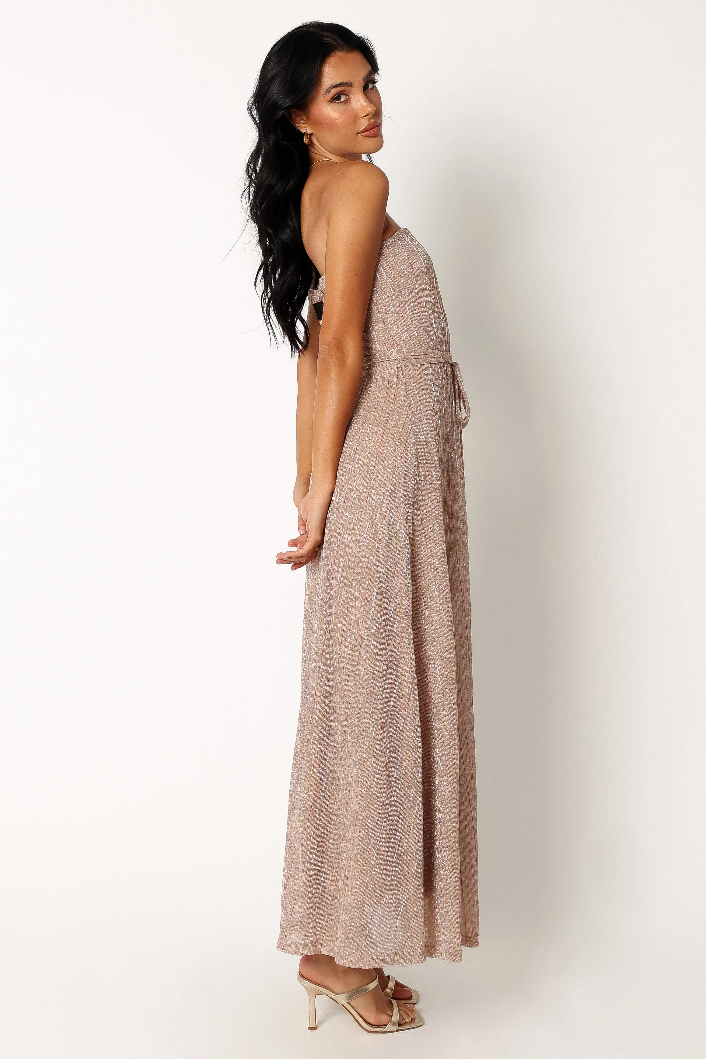 Farley Strapless Maxi Dress - Rose Gold Stripe sold by Petal & Pup product image thumbnail 4