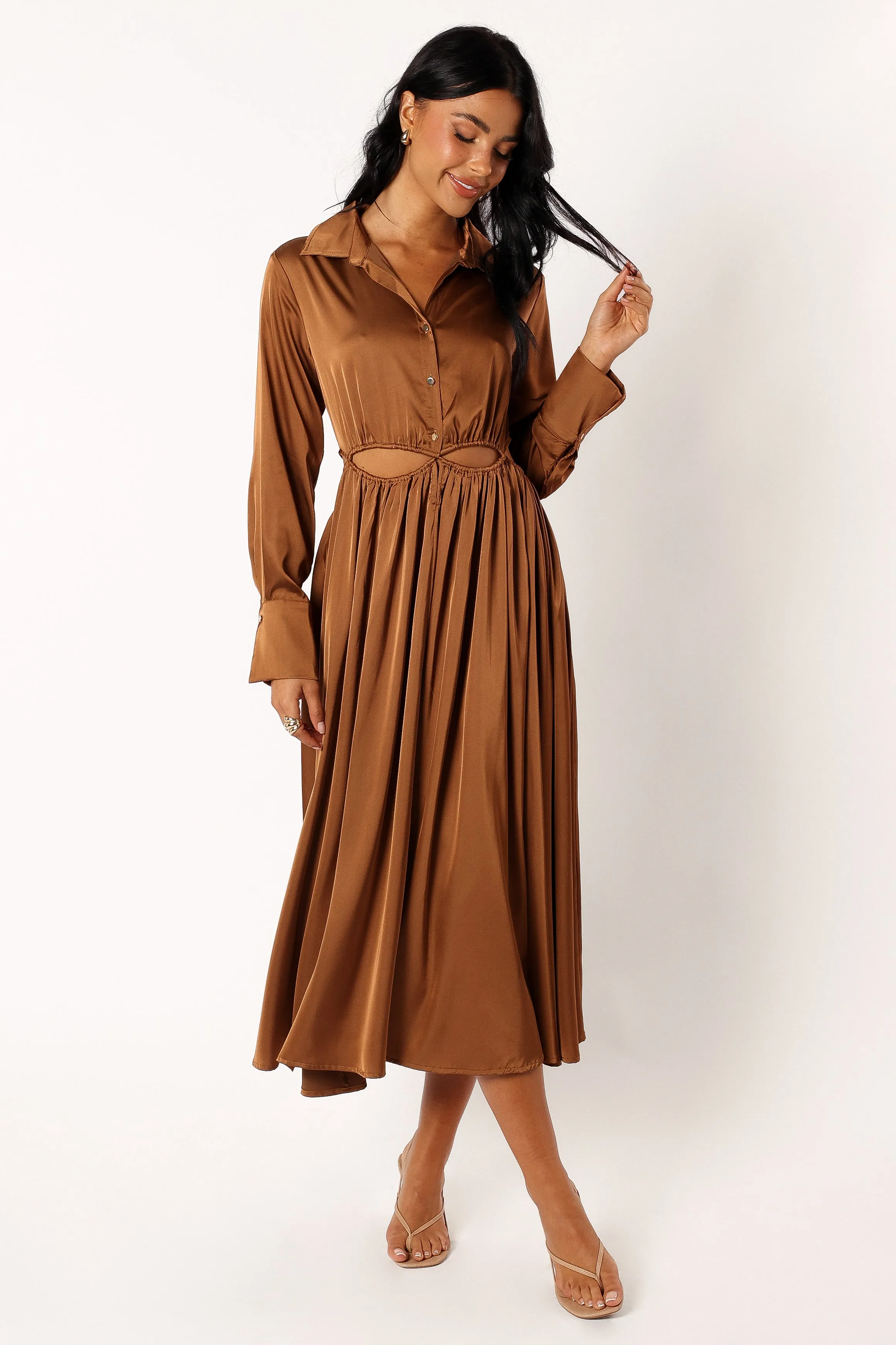 Jett Long Sleeve Midi Dress - Bronze sold by Petal & Pup product image thumbnail 2