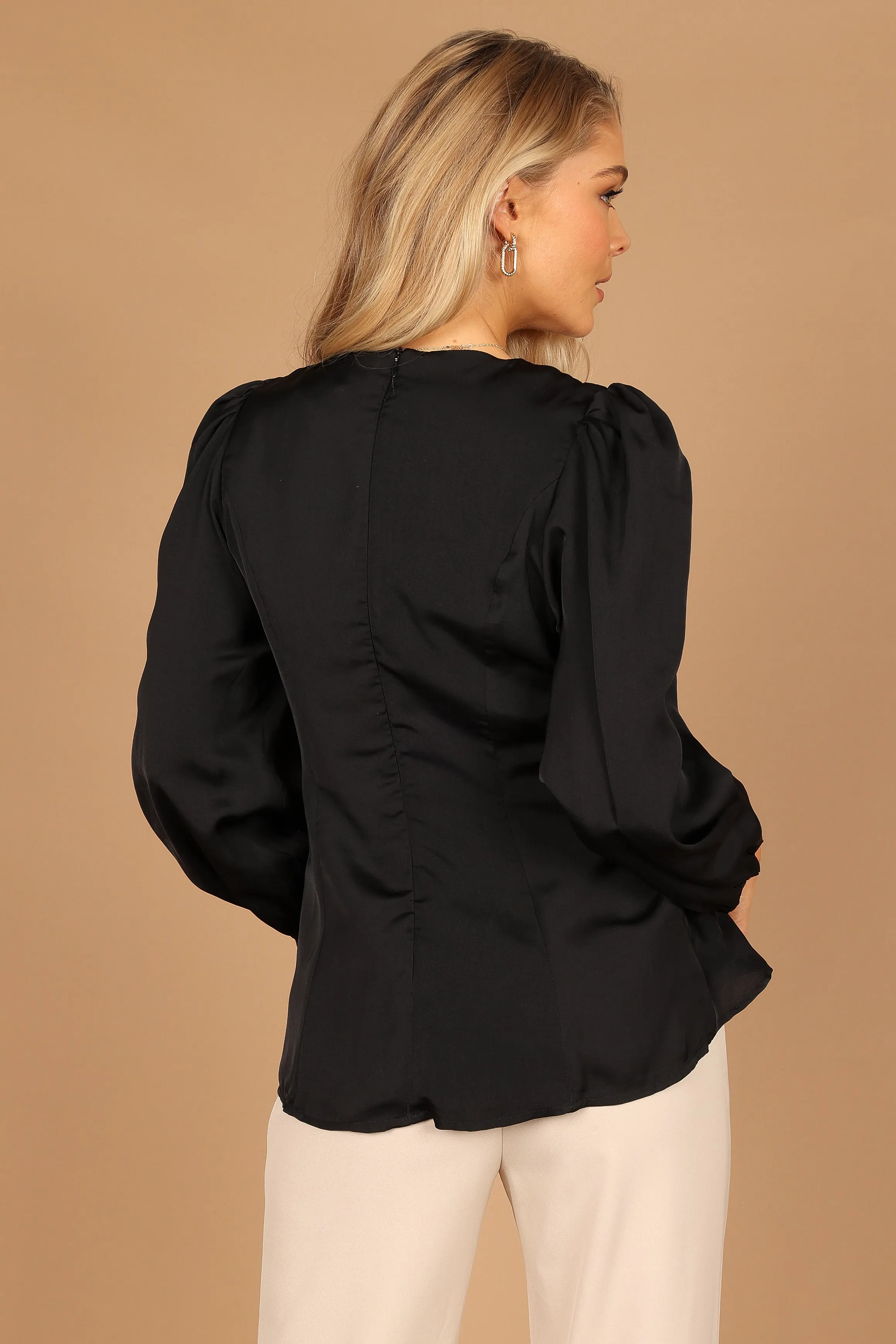 Karina V Neck Satin Top - Black sold by Petal & Pup product image thumbnail 5