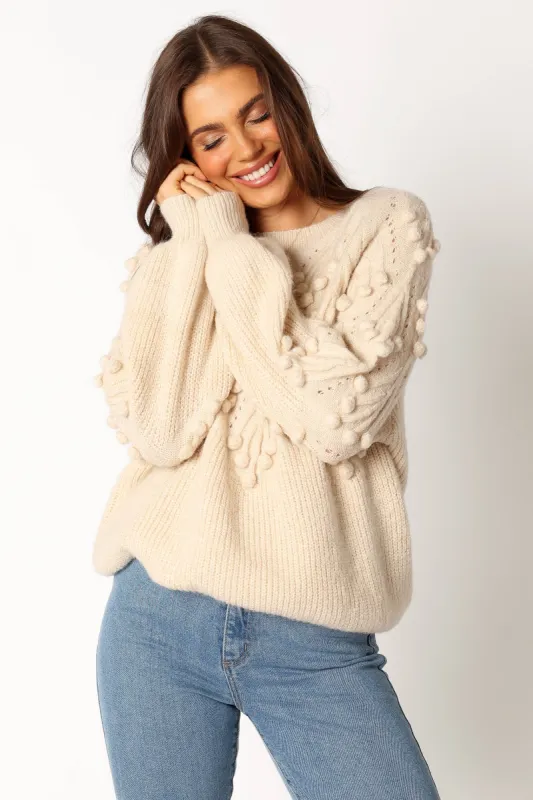 Mackenzie Drop Sleeve Textured Knit Sweater - Cream sold by Petal & Pup