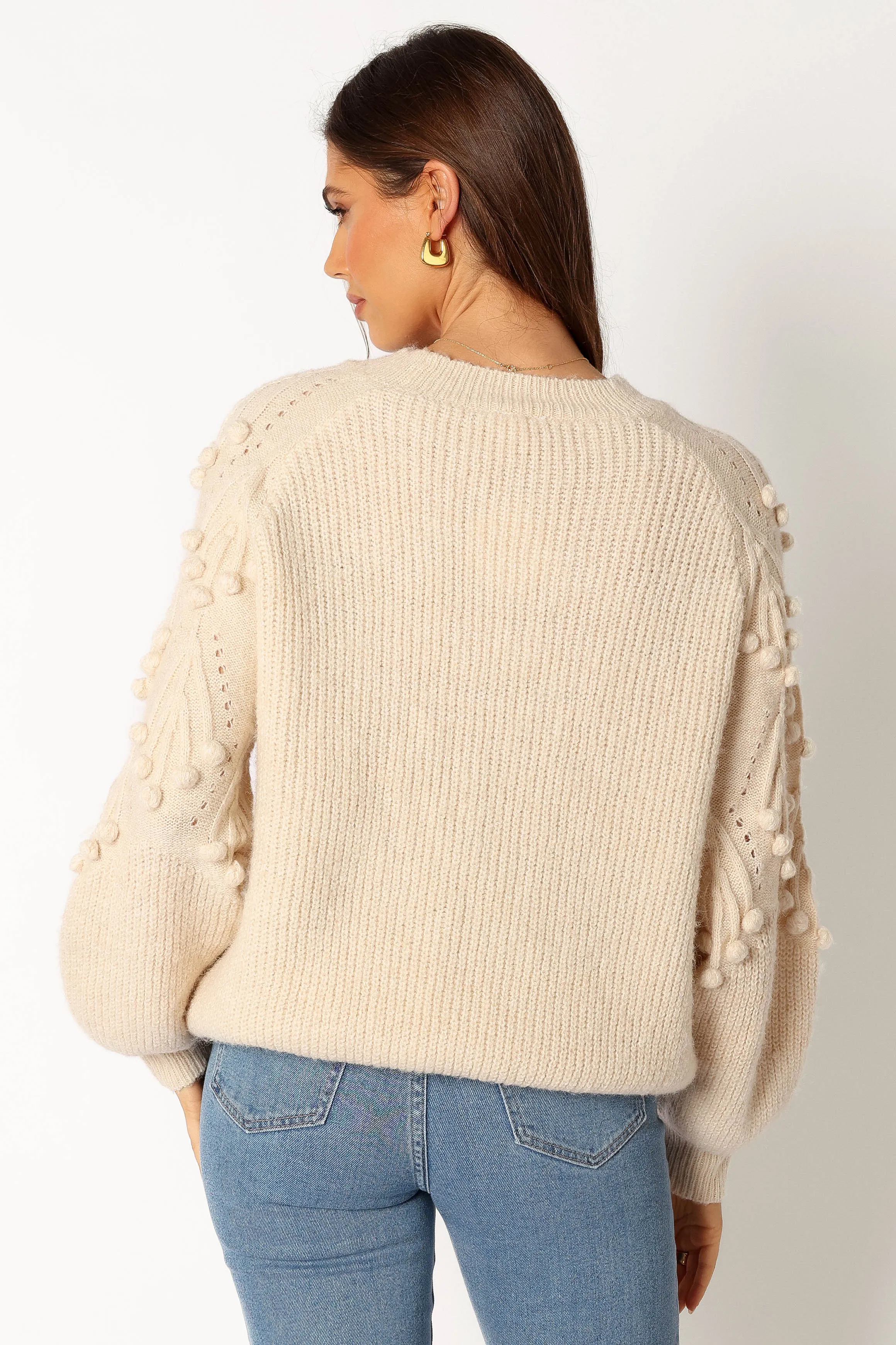 Mackenzie Drop Sleeve Textured Knit Sweater - Cream sold by Petal & Pup product image thumbnail 4