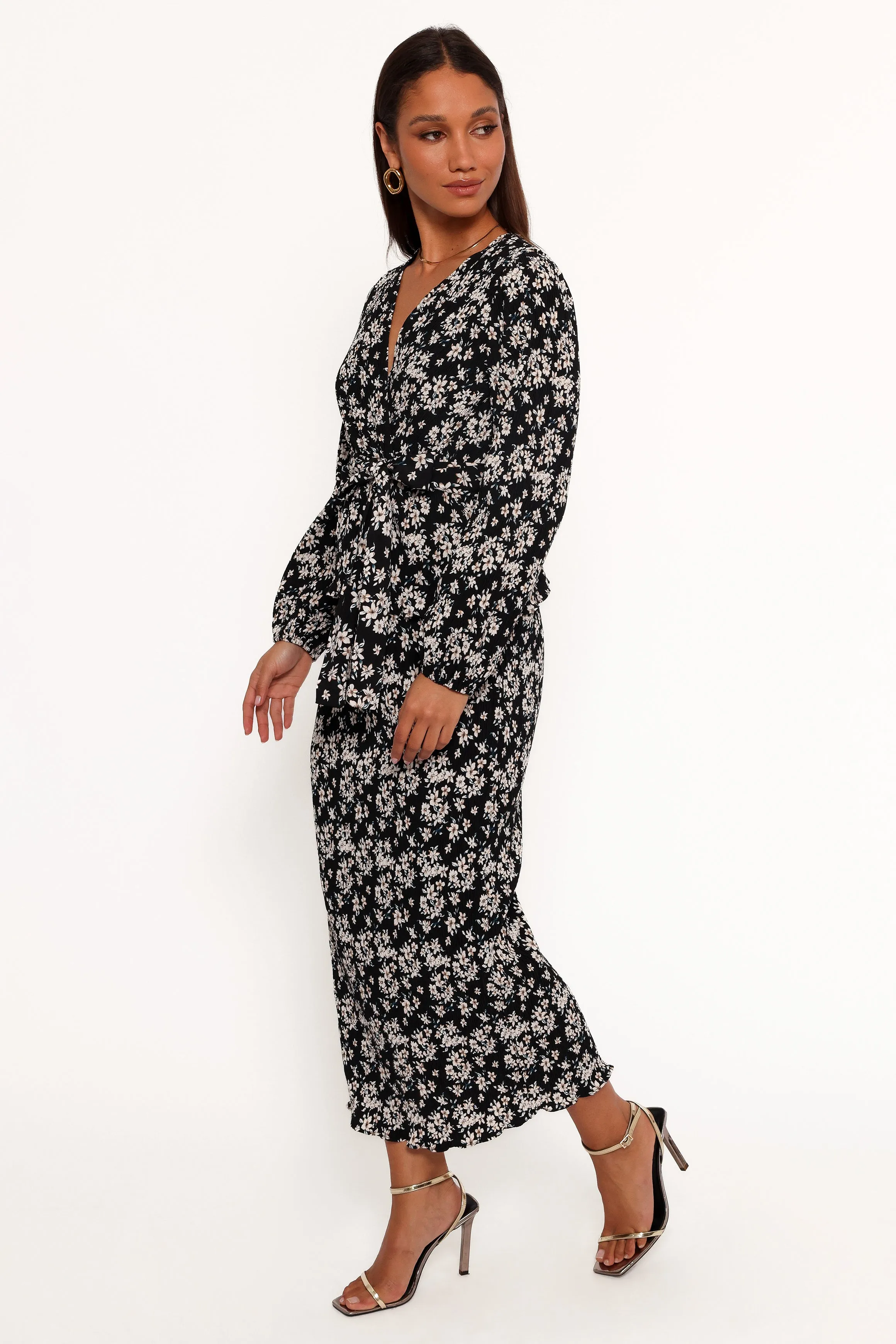 Minelli Pleat Midi Skirt - Black/White Floral sold by Petal & Pup product image thumbnail 5