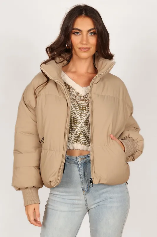 Edric Puffer Jacket - Beige sold by Petal & Pup