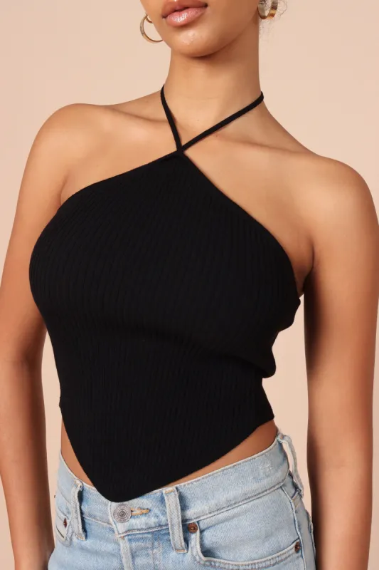 Larissa Halter Knit Top - Black sold by Petal & Pup