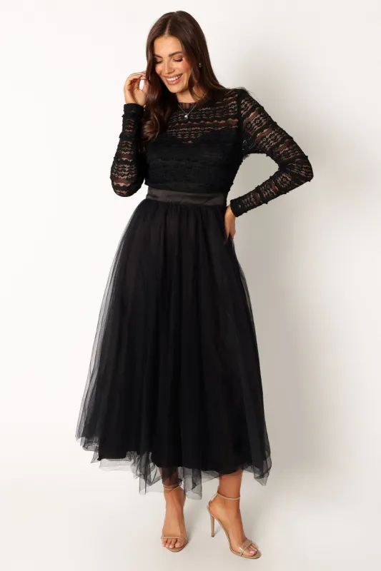 Pilla Long Sleeve Midi Dress - Black sold by Petal & Pup