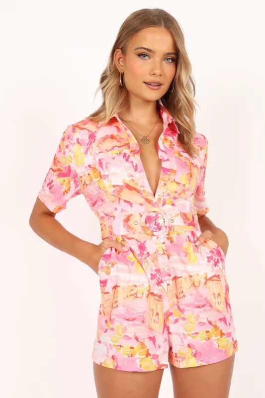 Arianna Romper - Pink Scenic sold by Petal & Pup