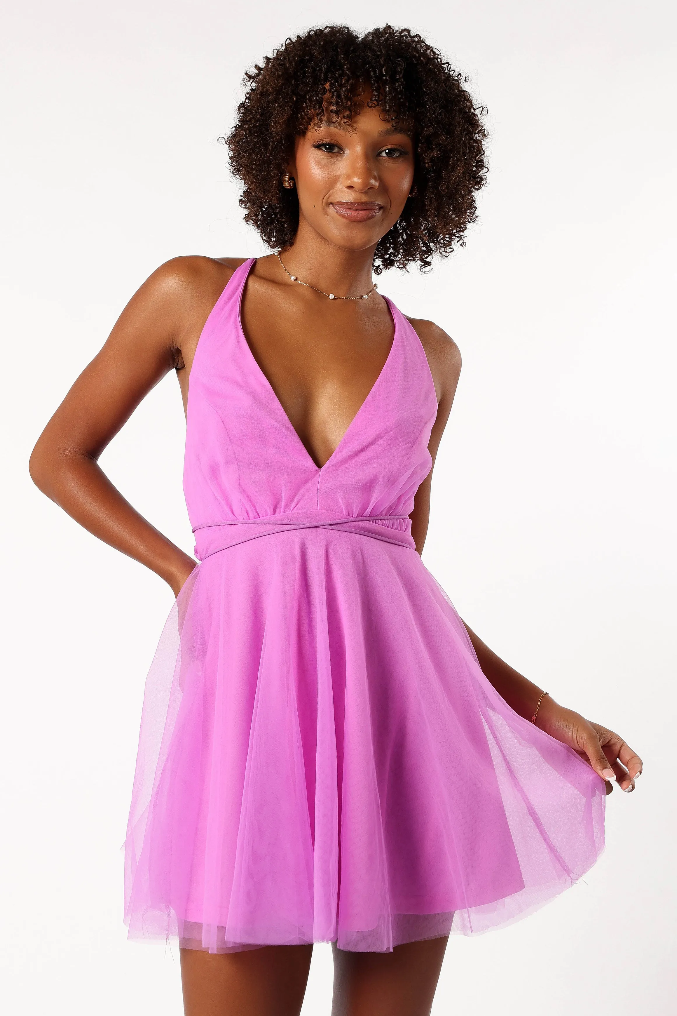 Arlowe Halterneck Mini Dress - Lavendar sold by Petal & Pup product image thumbnail 3