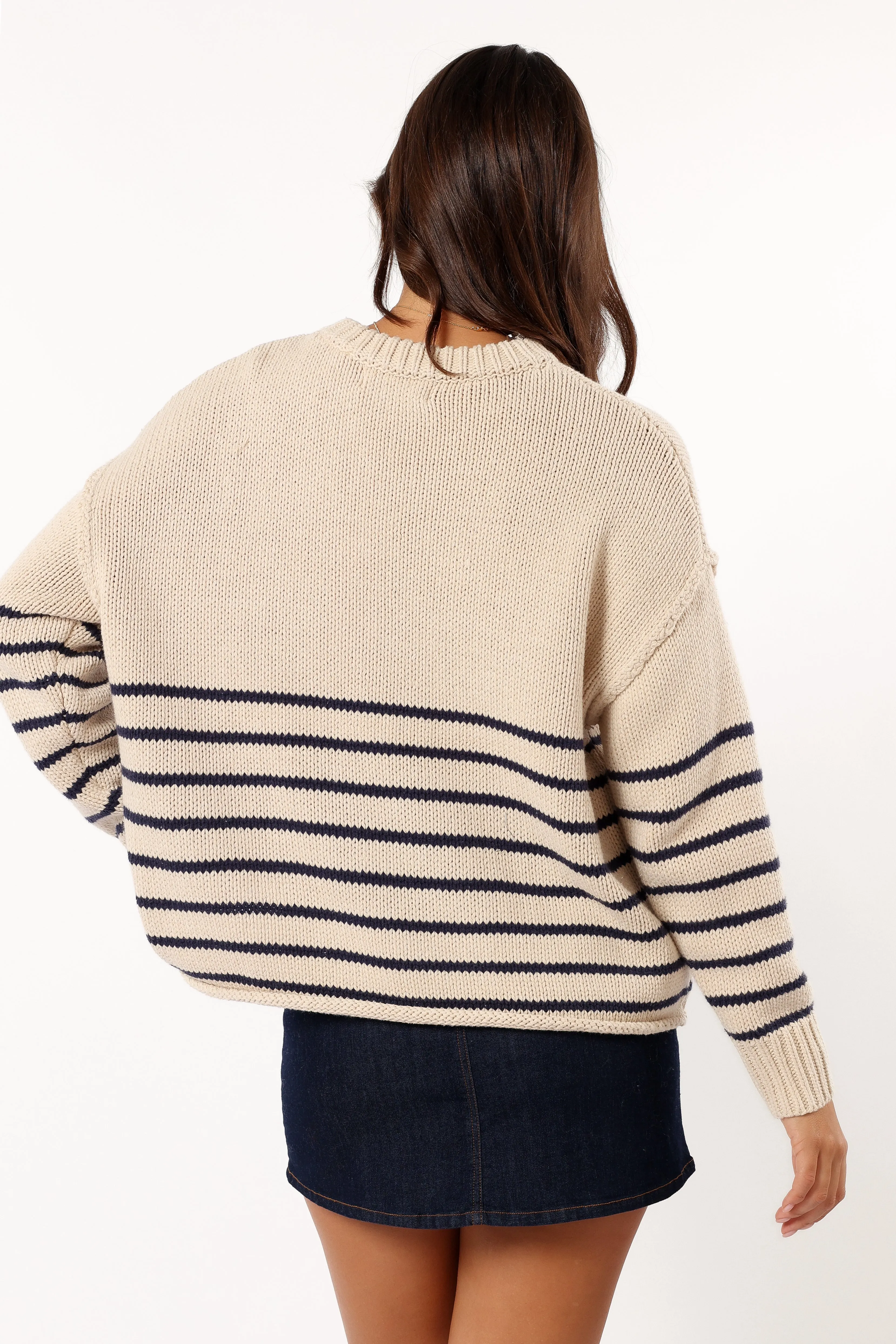 Tenzie Stripe Knit Sweater - Natural Navy sold by Petal & Pup product image thumbnail 3