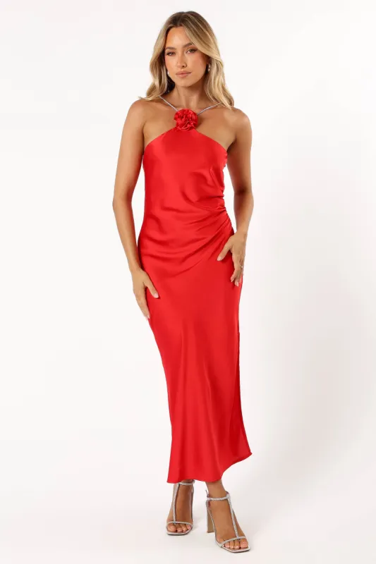 Jadore Halterneck Midi Dress - Radiant Red sold by Petal & Pup