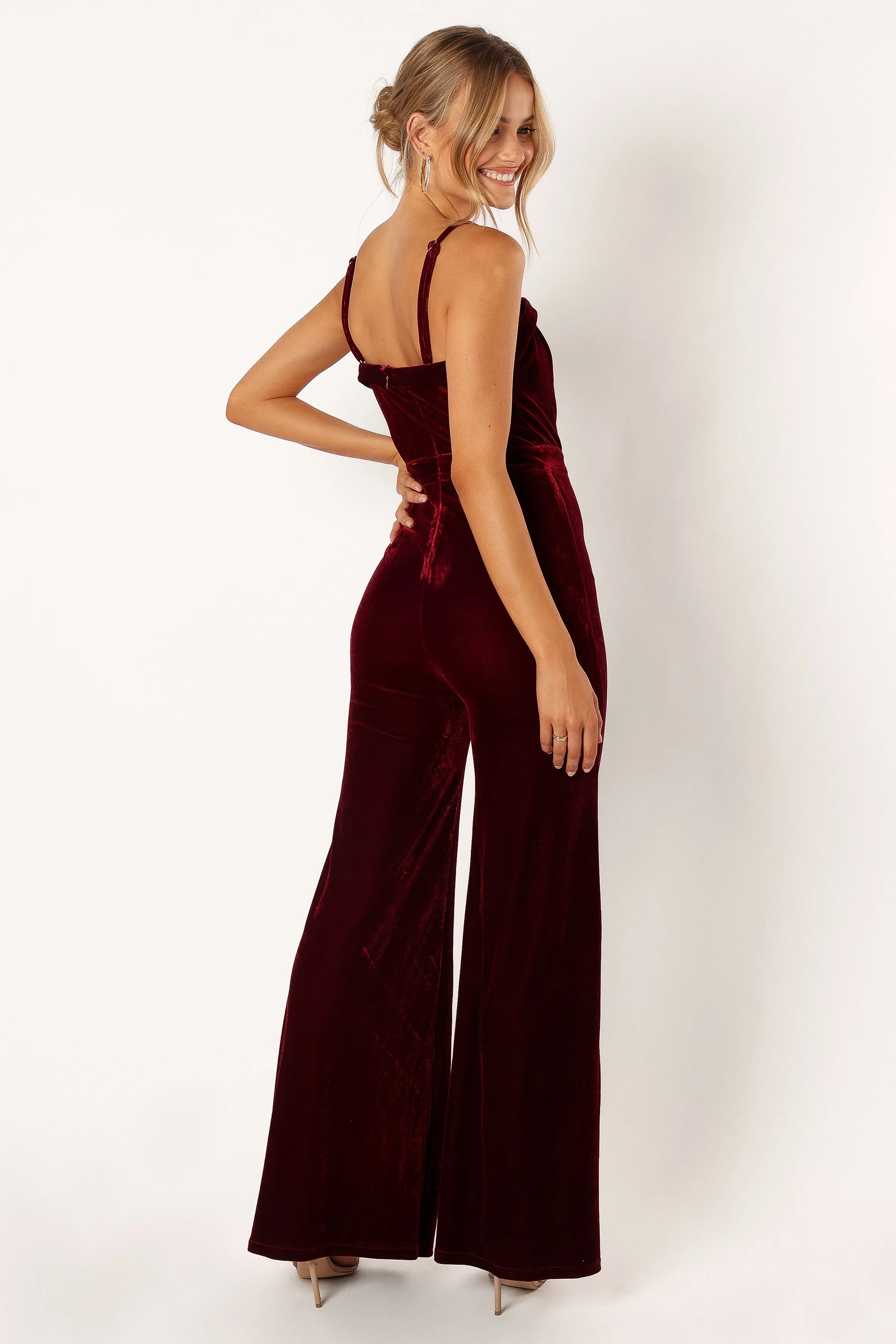 Lexie Velvet Jumpsuit - Burgundy sold by Petal & Pup product image thumbnail 4