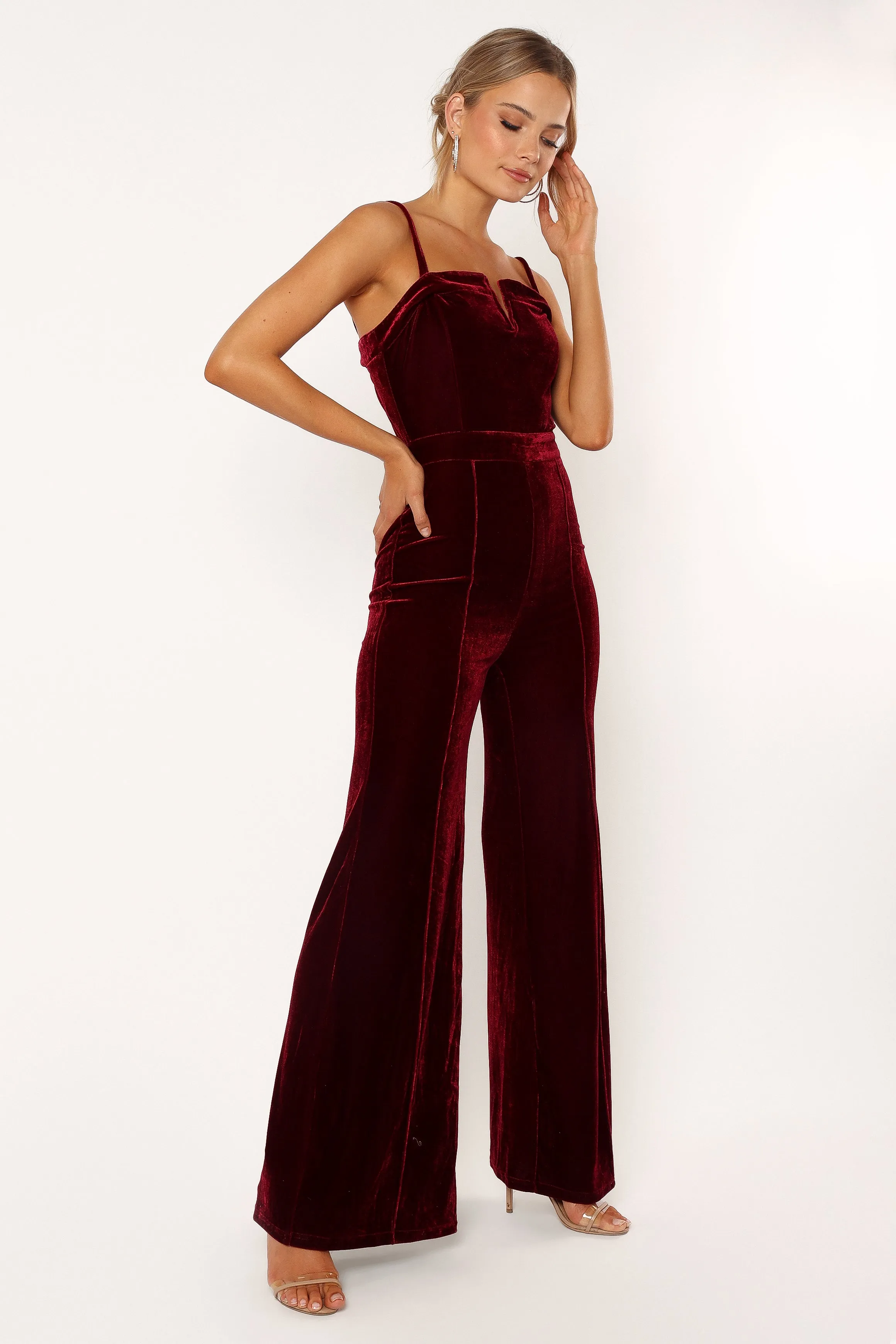 Lexie Velvet Jumpsuit - Burgundy sold by Petal & Pup product image thumbnail 2
