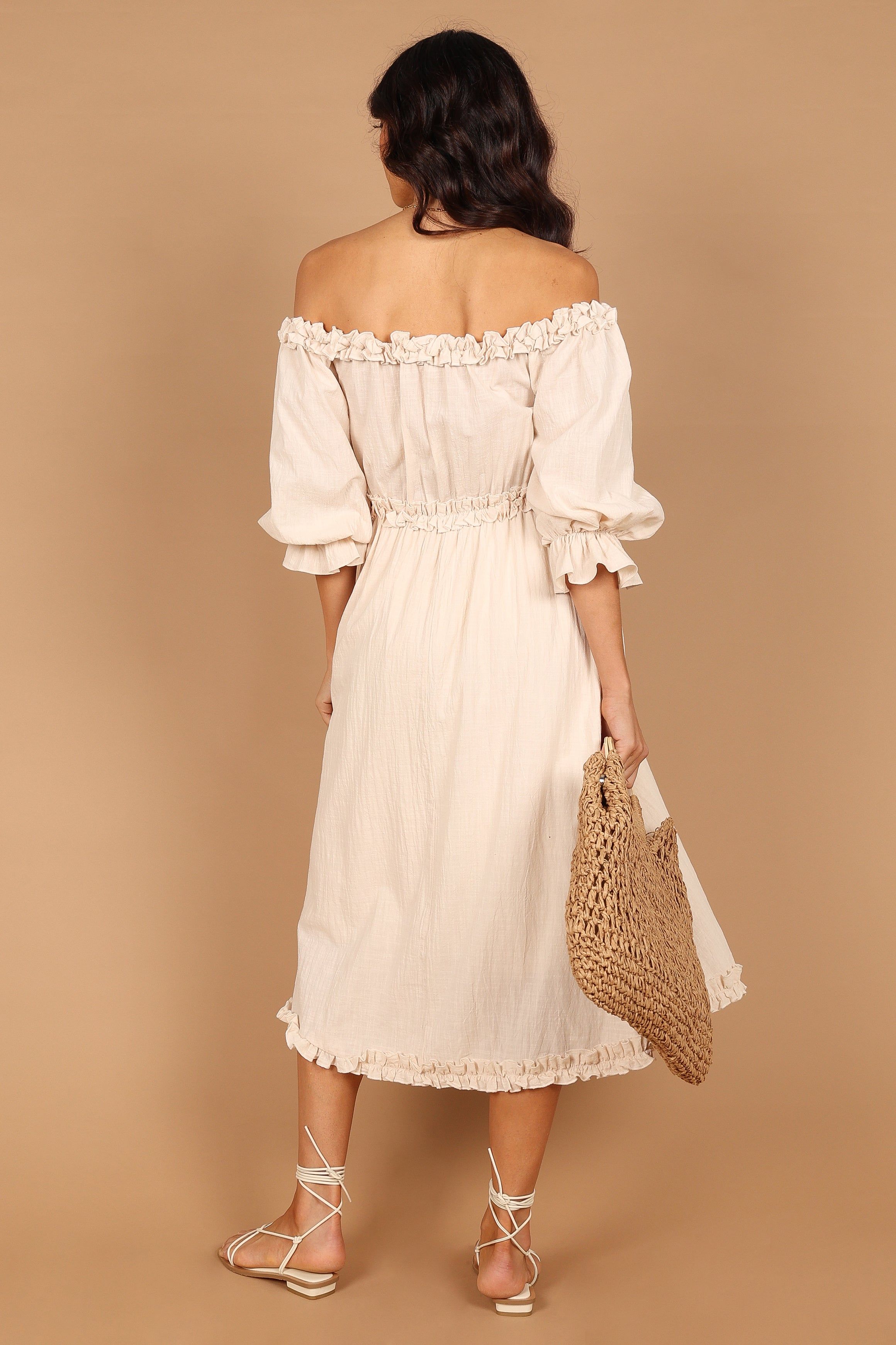 Abilene Off Shoulder Maxi Dress - Cream sold by Petal & Pup product image thumbnail 2