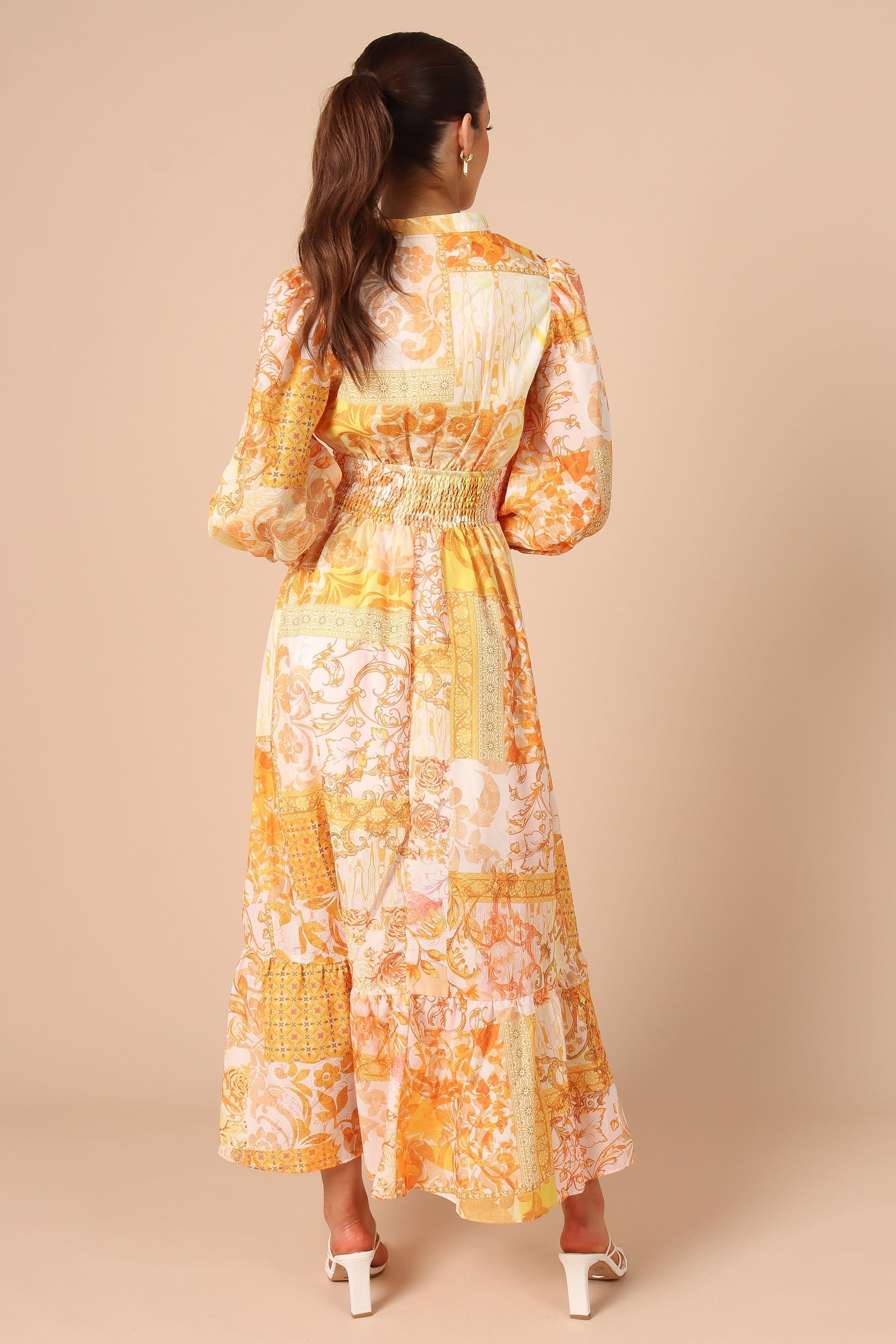 Elements Elastic Waist Long Sleeve Midi Dress - Mustard sold by Petal & Pup product image thumbnail 2