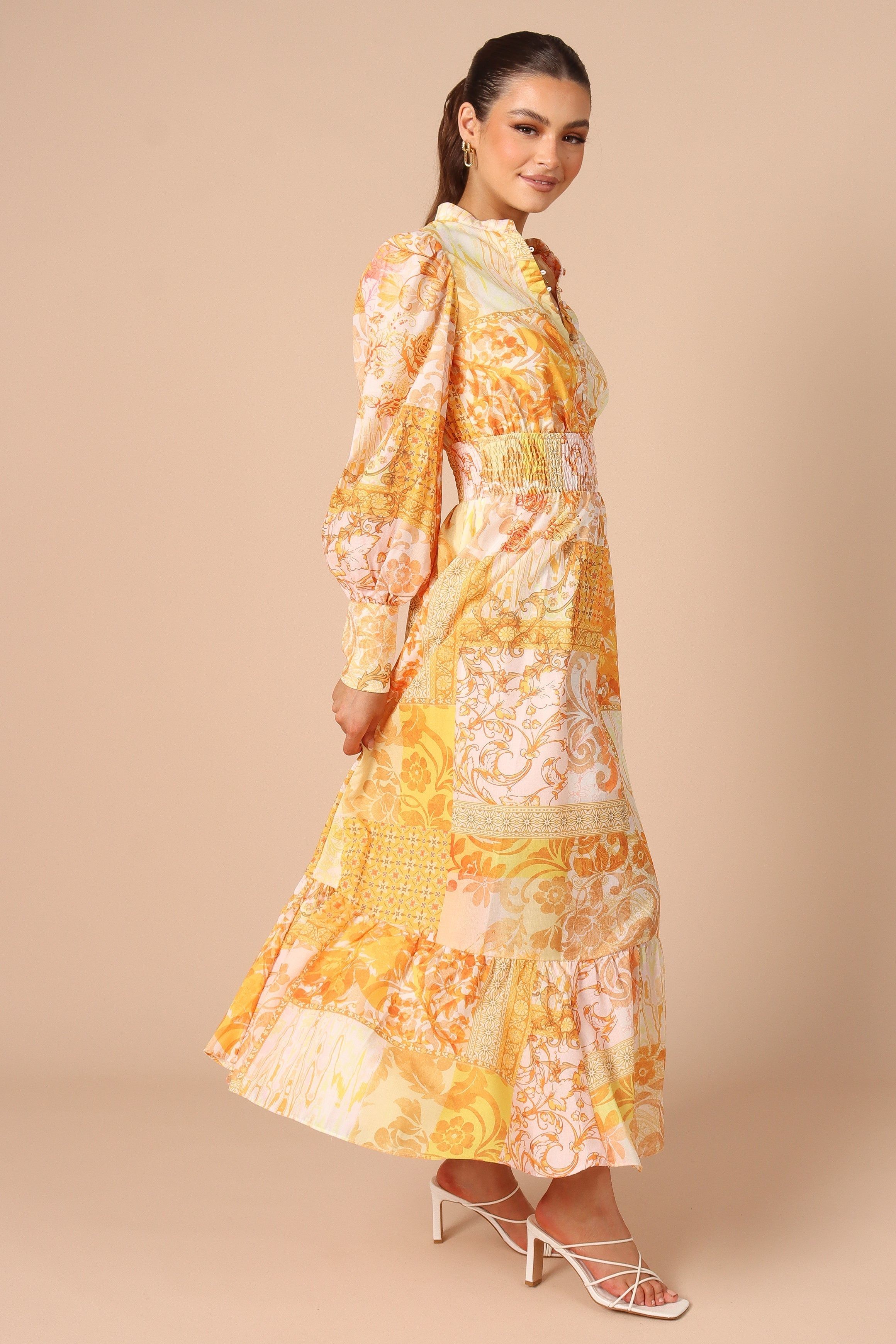 Elements Elastic Waist Long Sleeve Midi Dress - Mustard sold by Petal & Pup product image thumbnail 7