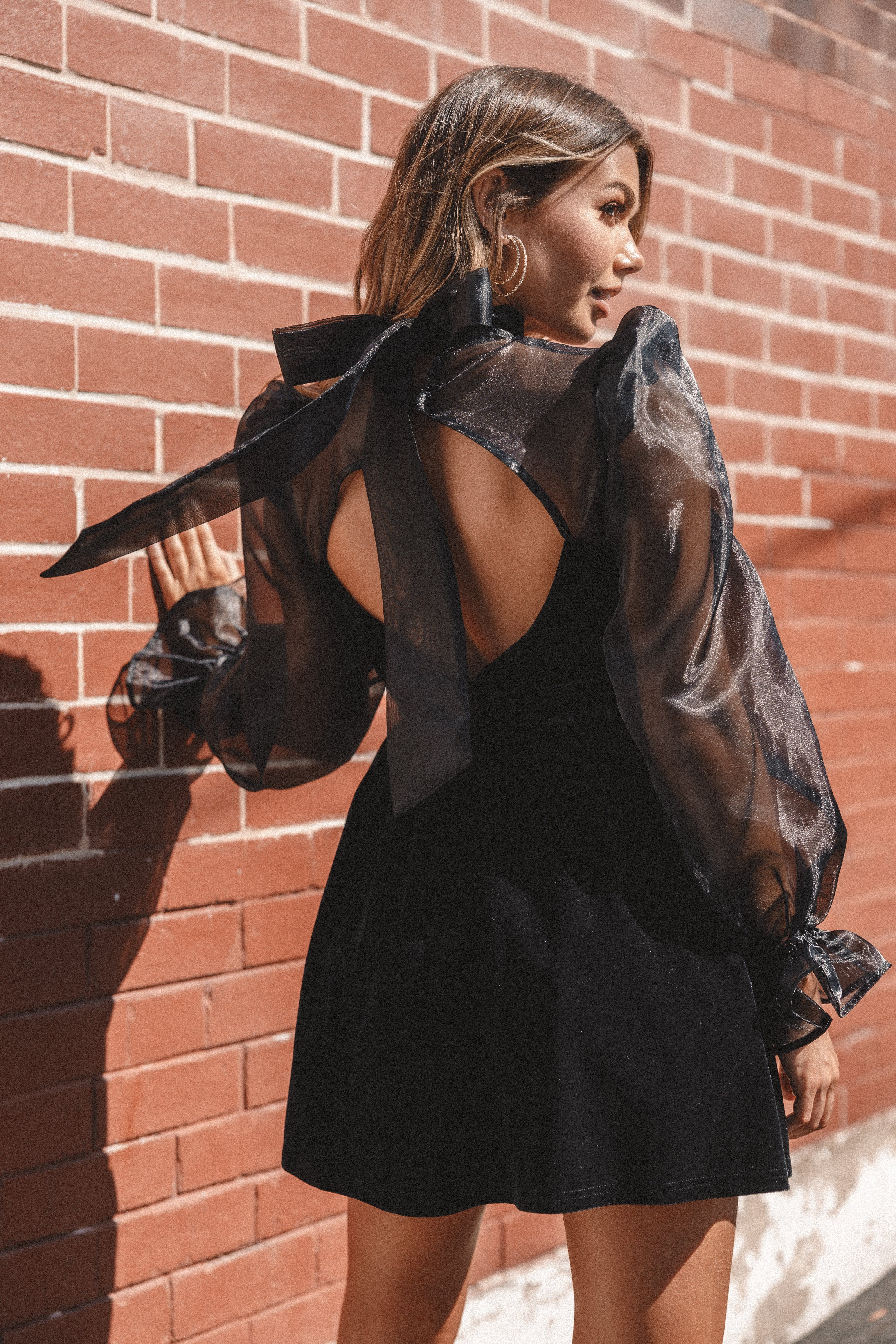 Blaire Longsleeve Mini Dress - Black sold by Petal & Pup