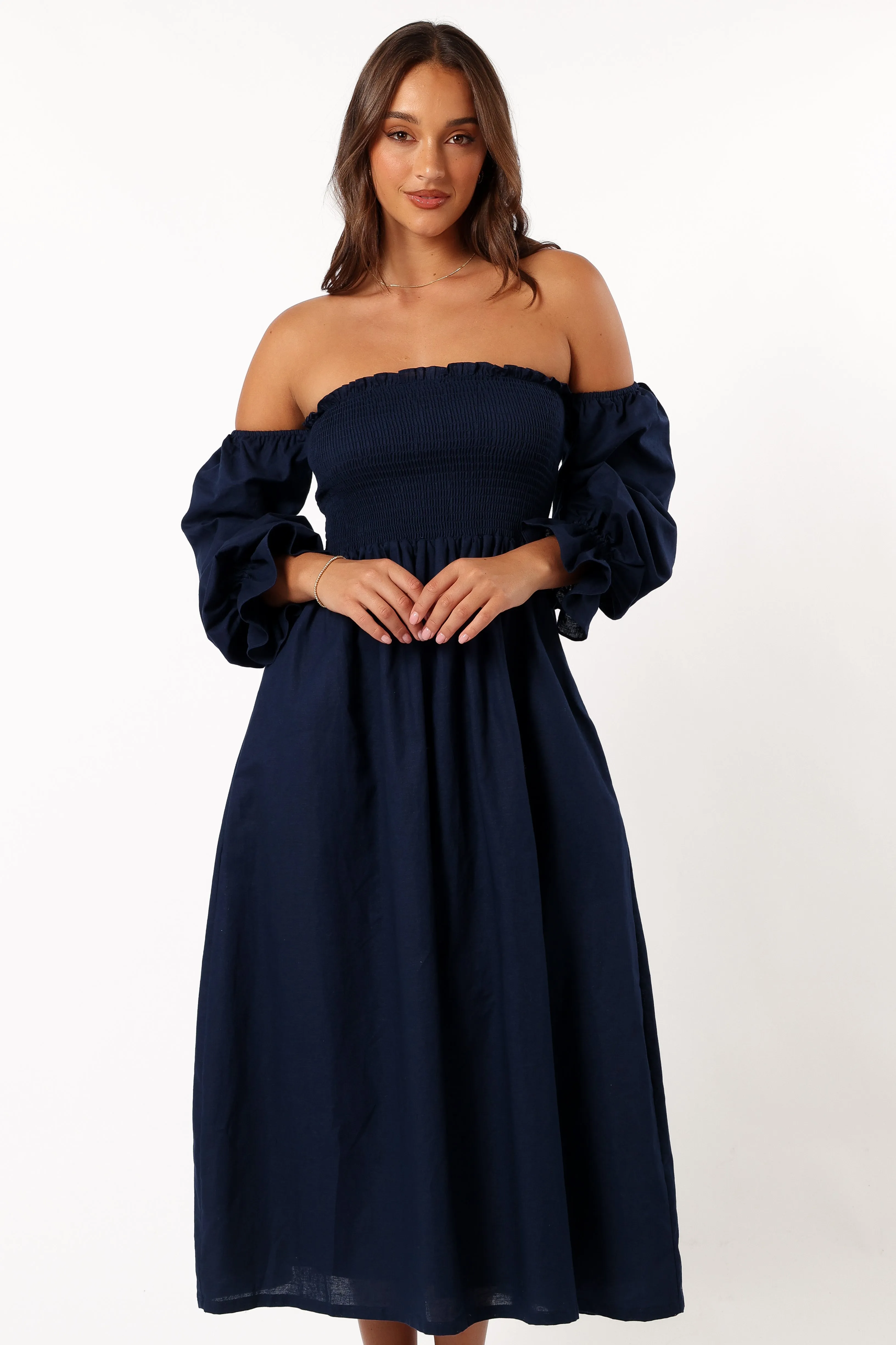 chinese dress ladies Petal and Pup Women's Domenica Shirred Long Sleeve Midi Dress - Red Floral Bandana main image 0