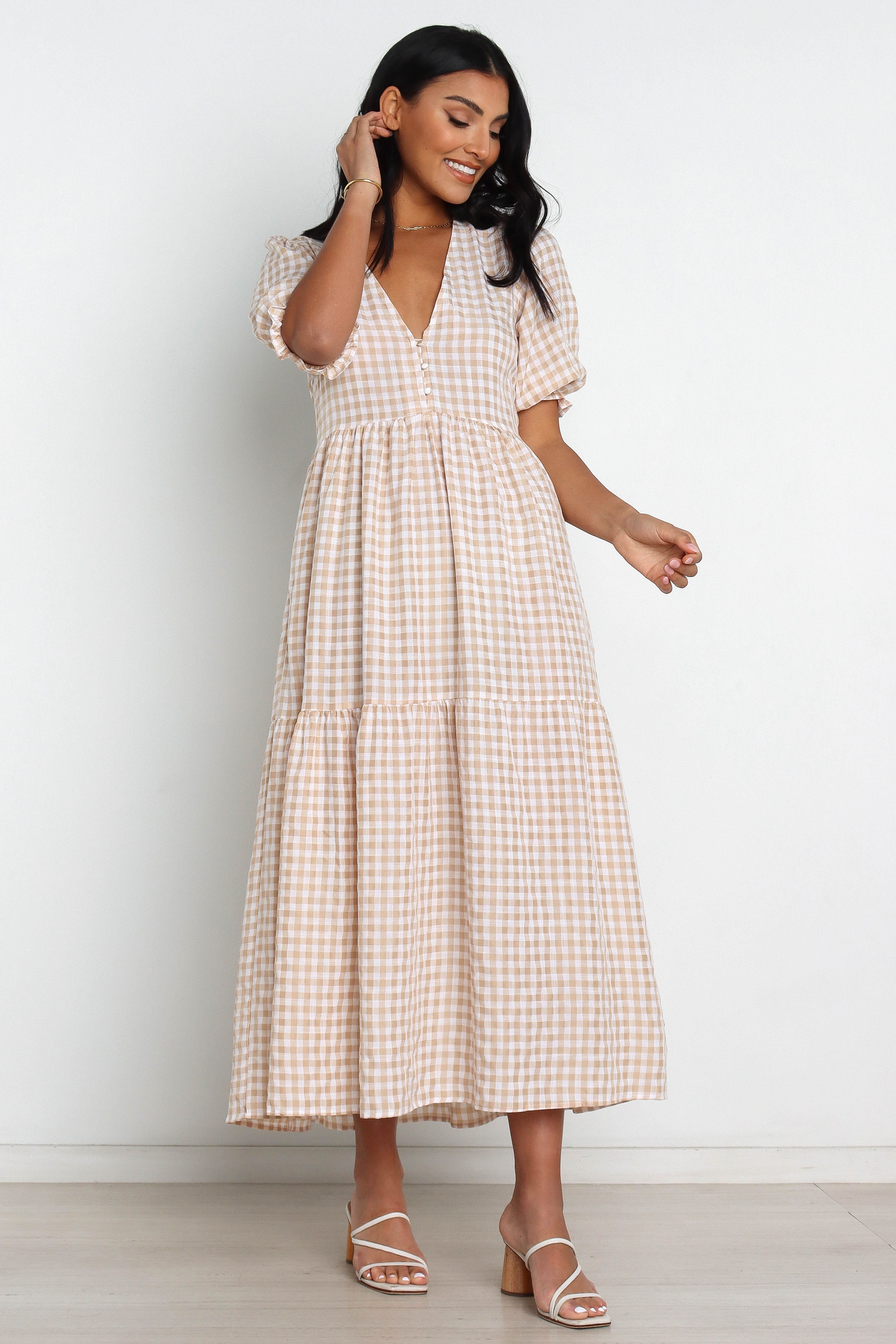 Vontae Dress - Beige Gingham sold by Petal & Pup product image thumbnail 3
