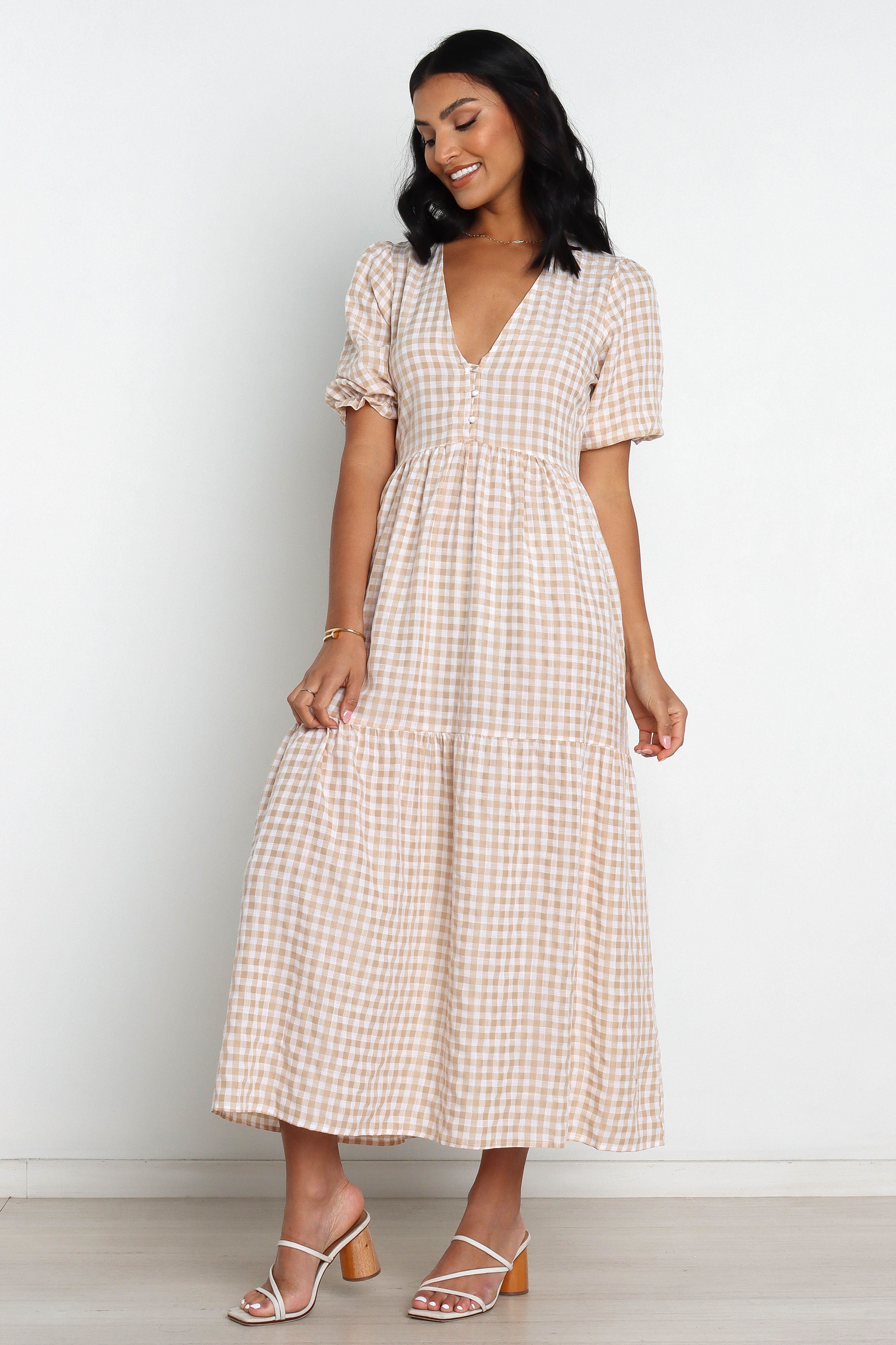 Vontae Dress - Beige Gingham sold by Petal & Pup product image thumbnail 6
