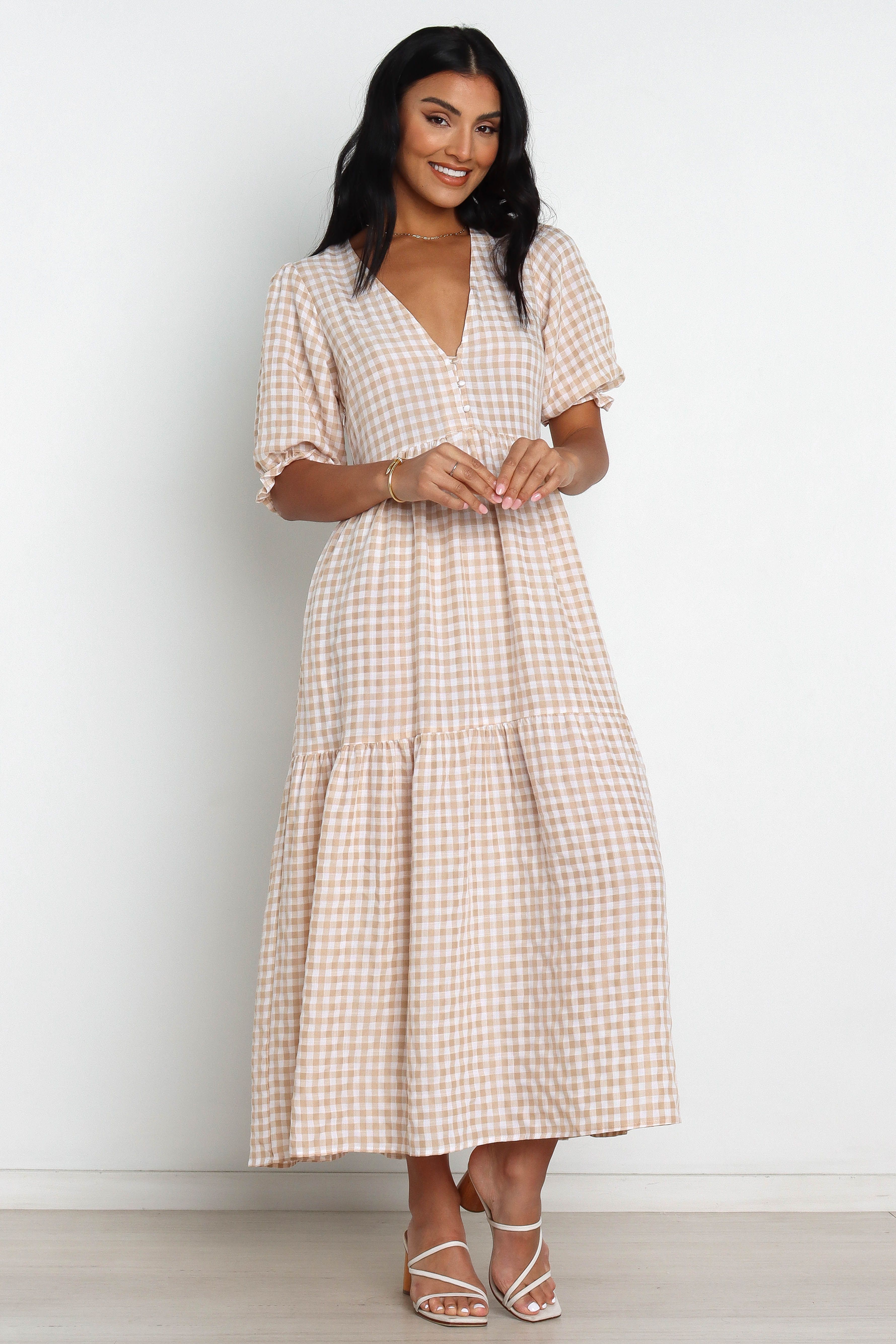 Vontae Dress - Beige Gingham sold by Petal & Pup product image thumbnail 2