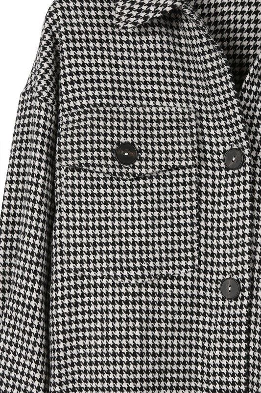 Heather Houndstooth Long Shacket - Black Houndstooth Check sold by Petal & Pup product image thumbnail 5