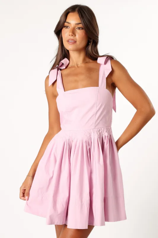 Clea Mini Tie Dress - Pink sold by Petal & Pup
