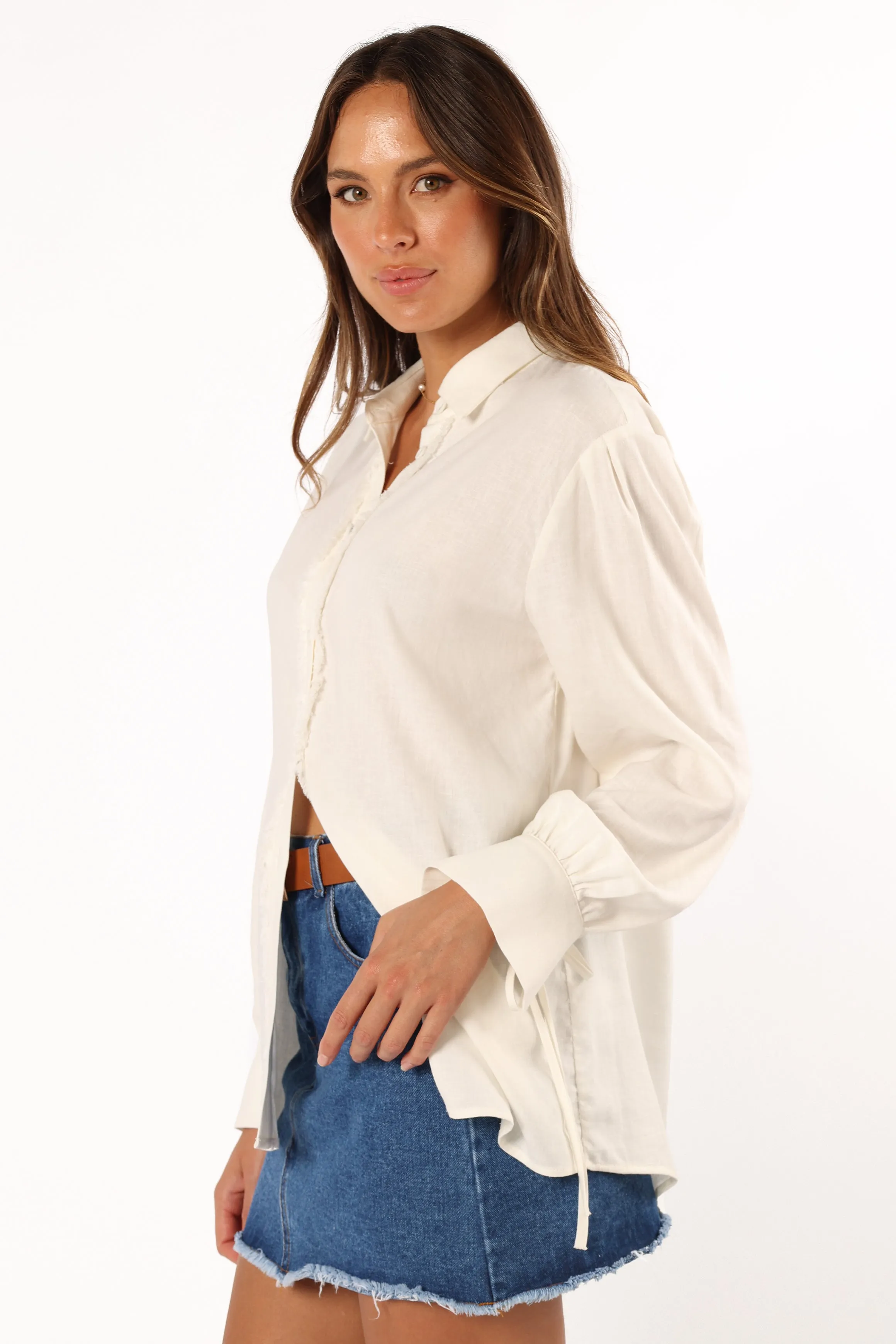 Dylan Long Sleeve Button Up Top - White sold by Petal & Pup product image thumbnail 4