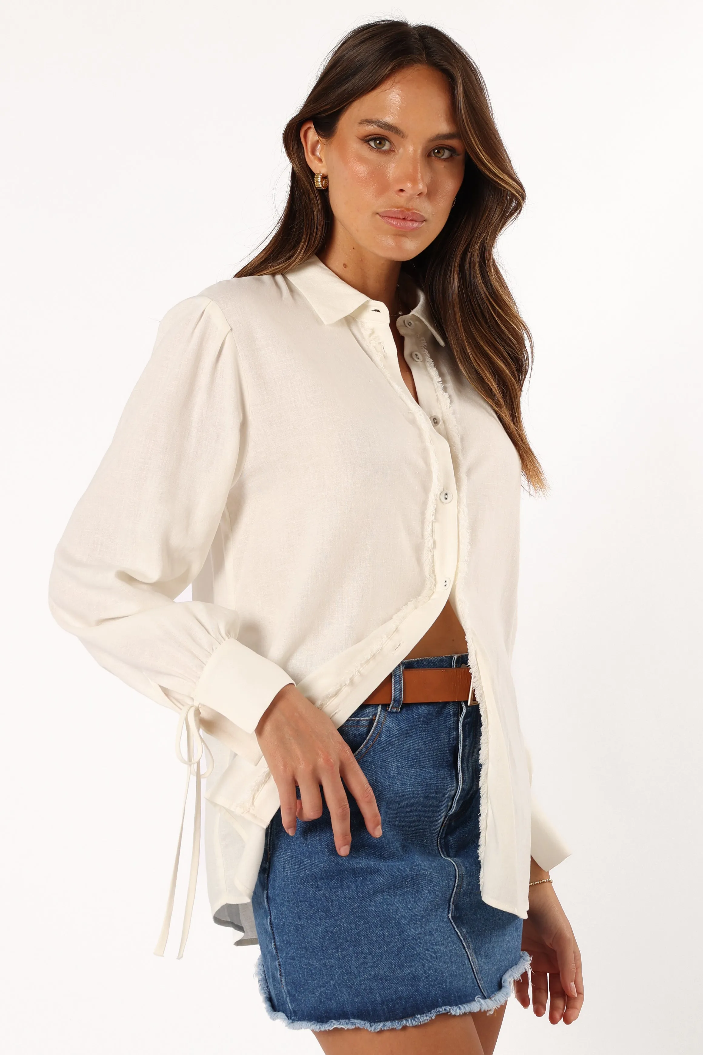 Dylan Long Sleeve Button Up Top - White sold by Petal & Pup product image thumbnail 5